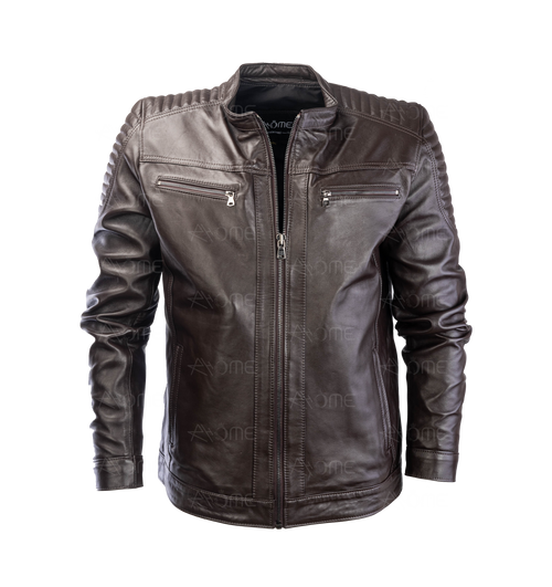 Blouson en cuir marron 12700
