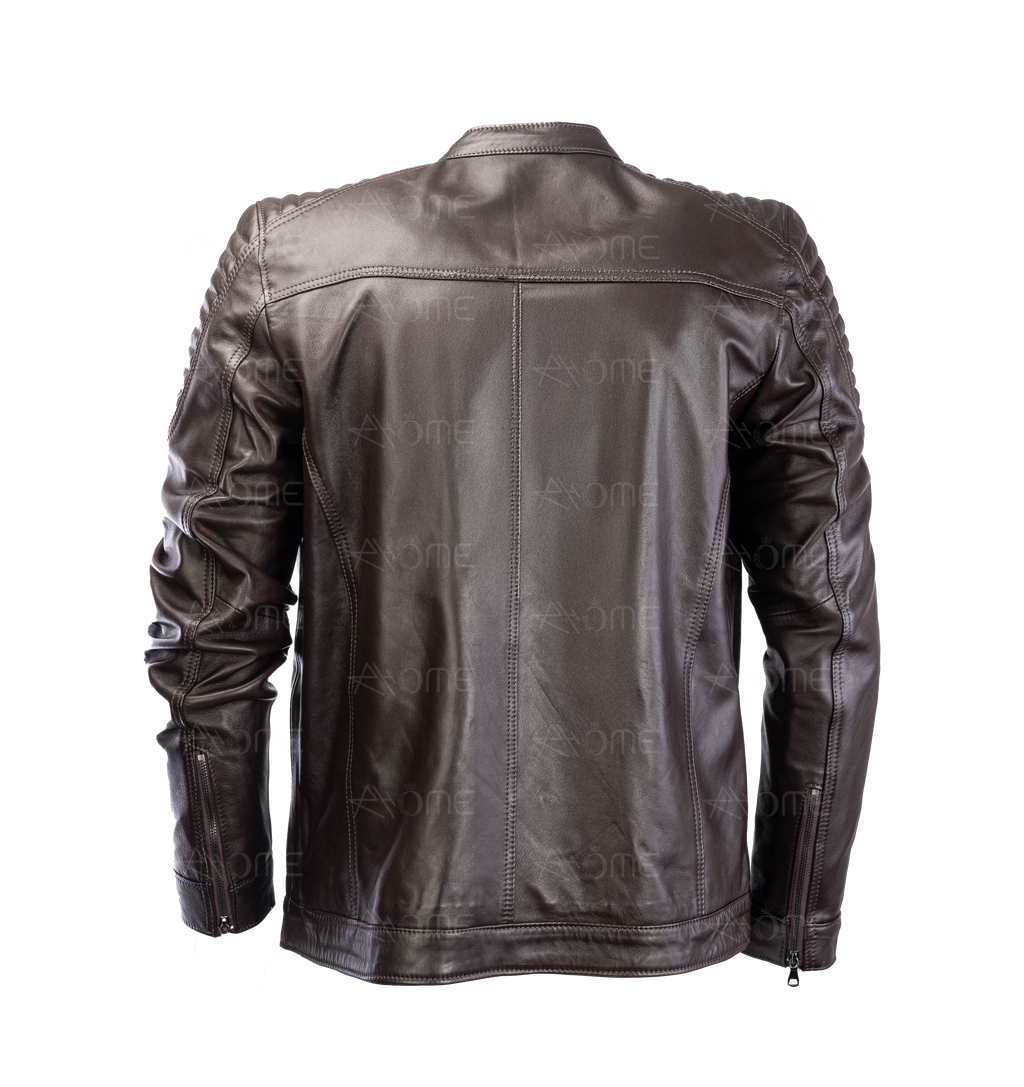 Blouson en cuir marron 12700