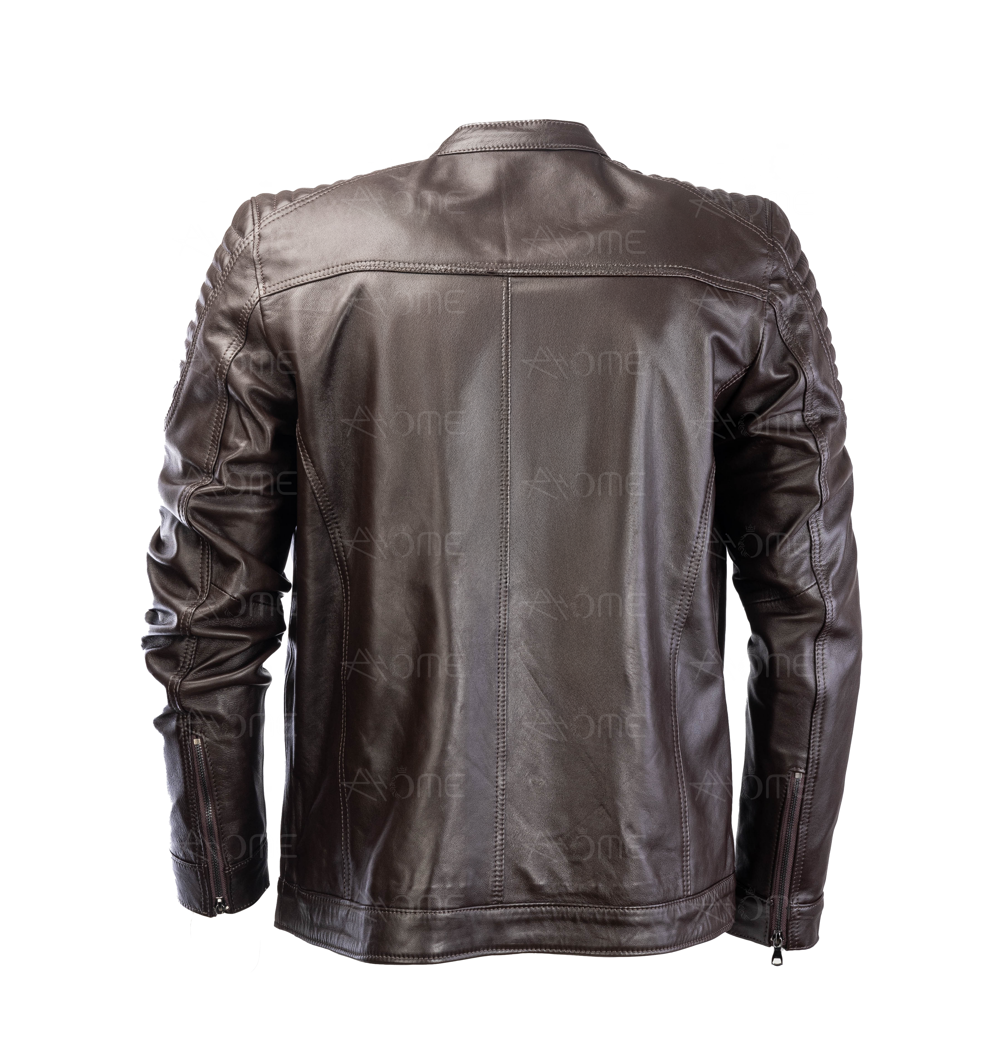 Blouson en cuir marron 12700