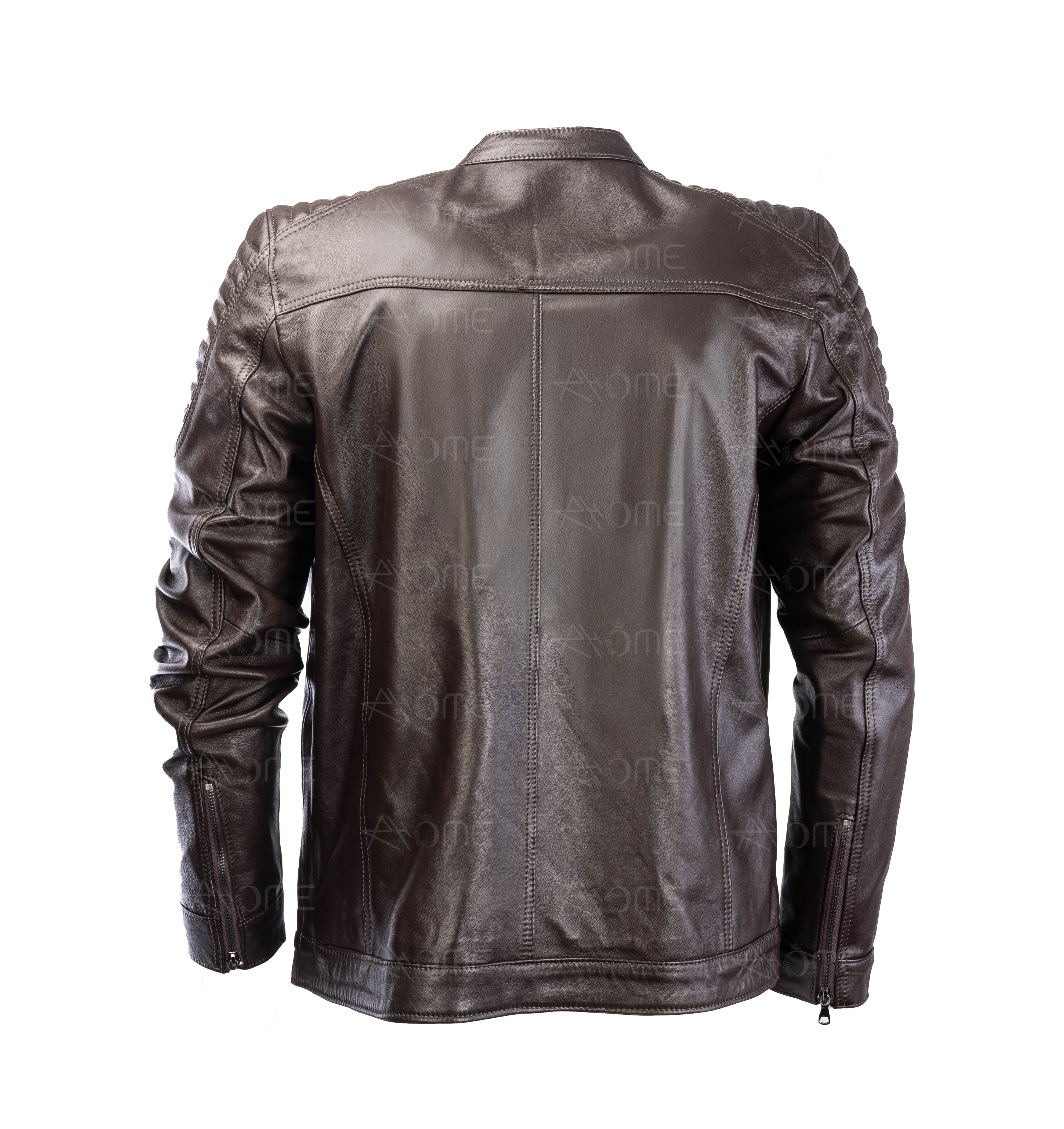 Blouson en cuir marron 12700