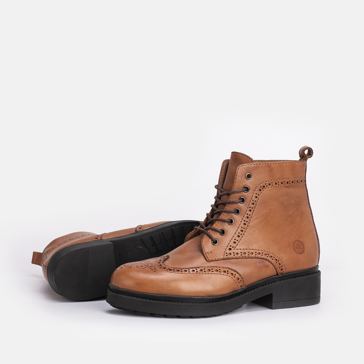 Bottine en cuir Tabac-201