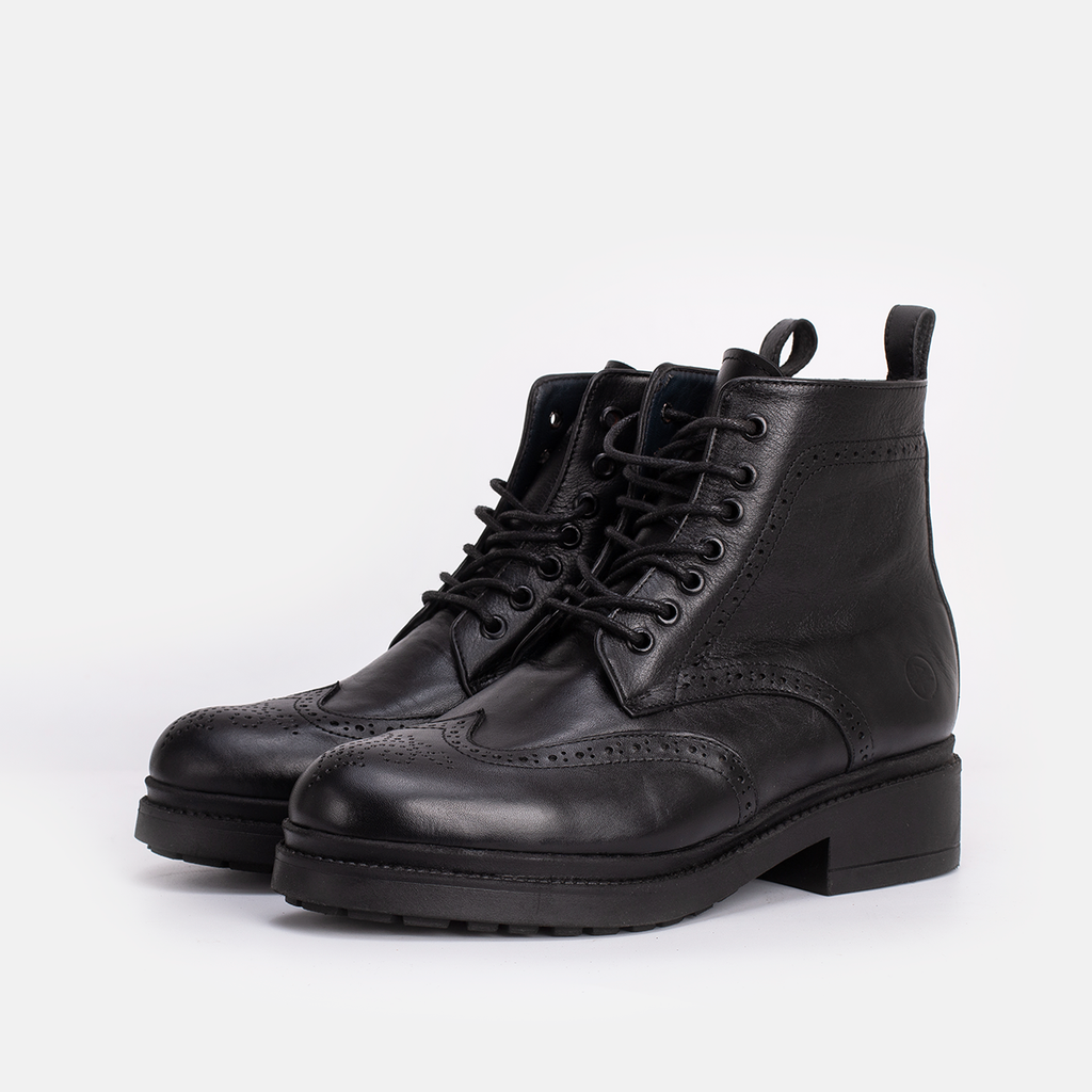 Bottine en cuir Noir-201