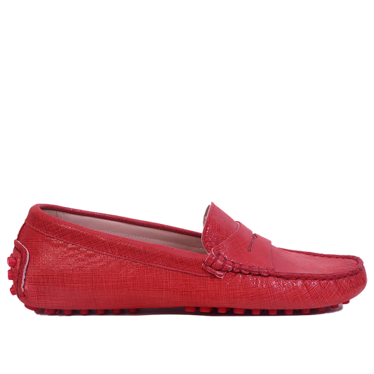 Smile Mocassin en Cuir Rouge