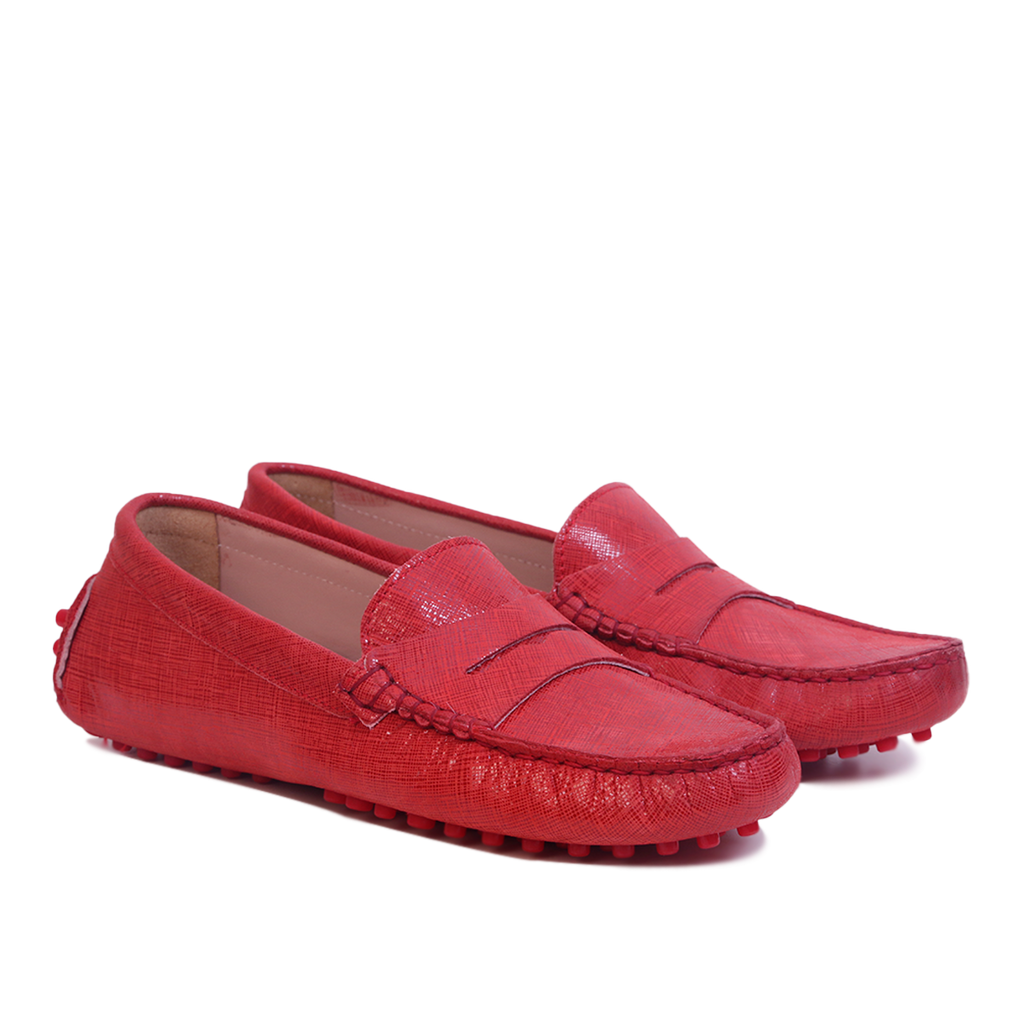 Smile Mocassin en Cuir Rouge