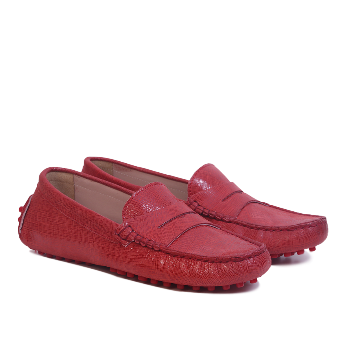 Smile Mocassin en Cuir Rouge