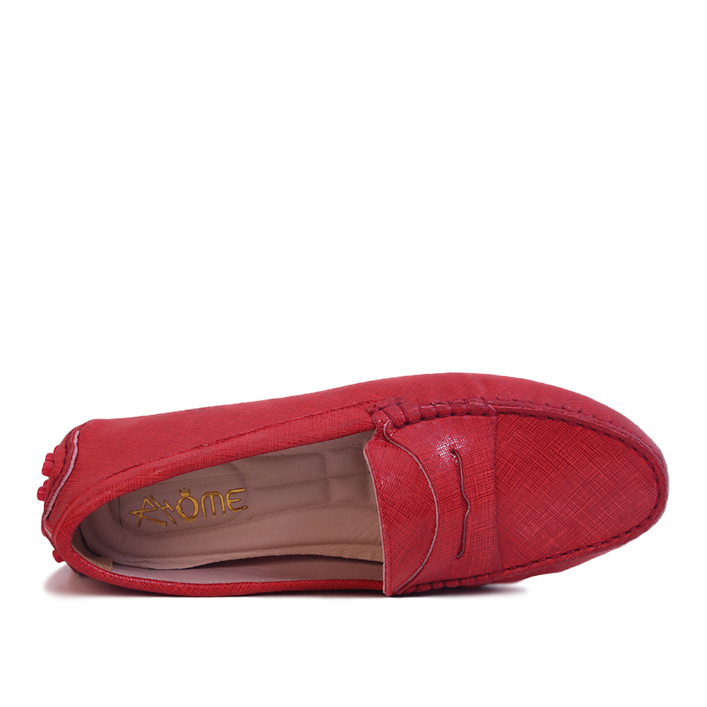 Smile Mocassin en Cuir Rouge
