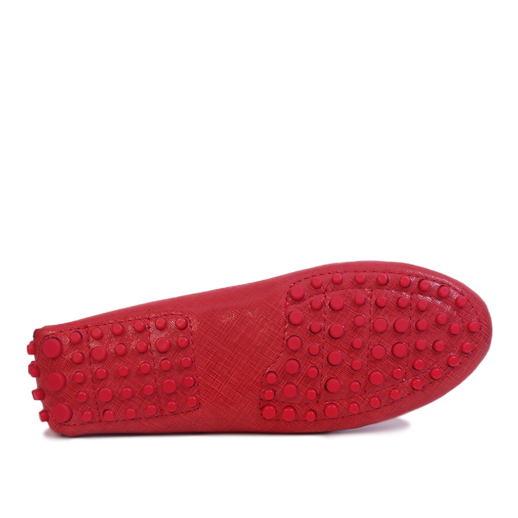 Smile Mocassin en Cuir Rouge