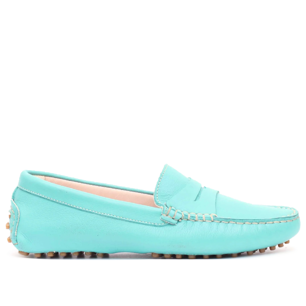 Smile Mocassin en cuir vert eau