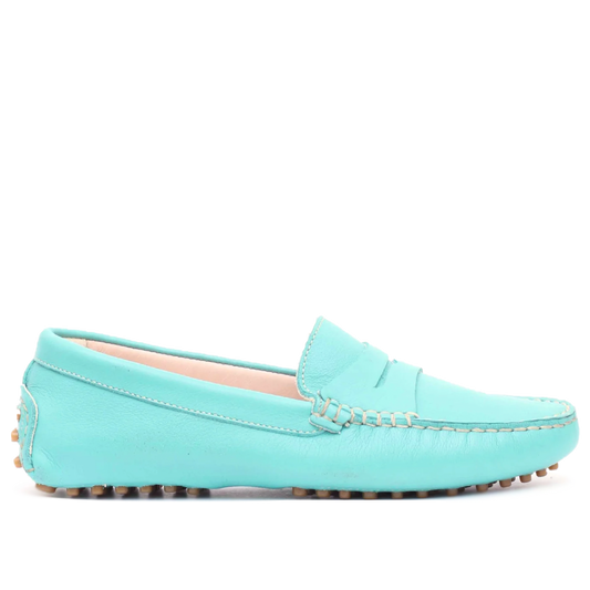Smile Mocassin en cuir vert eau