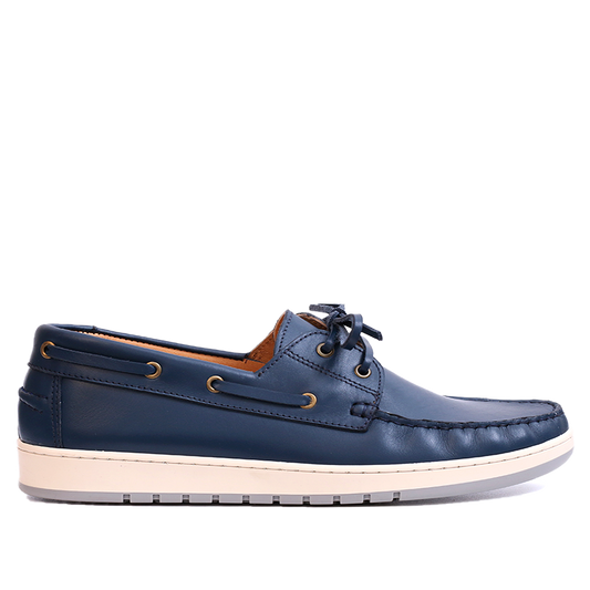 Chaussure bateau en cuir bleu 220