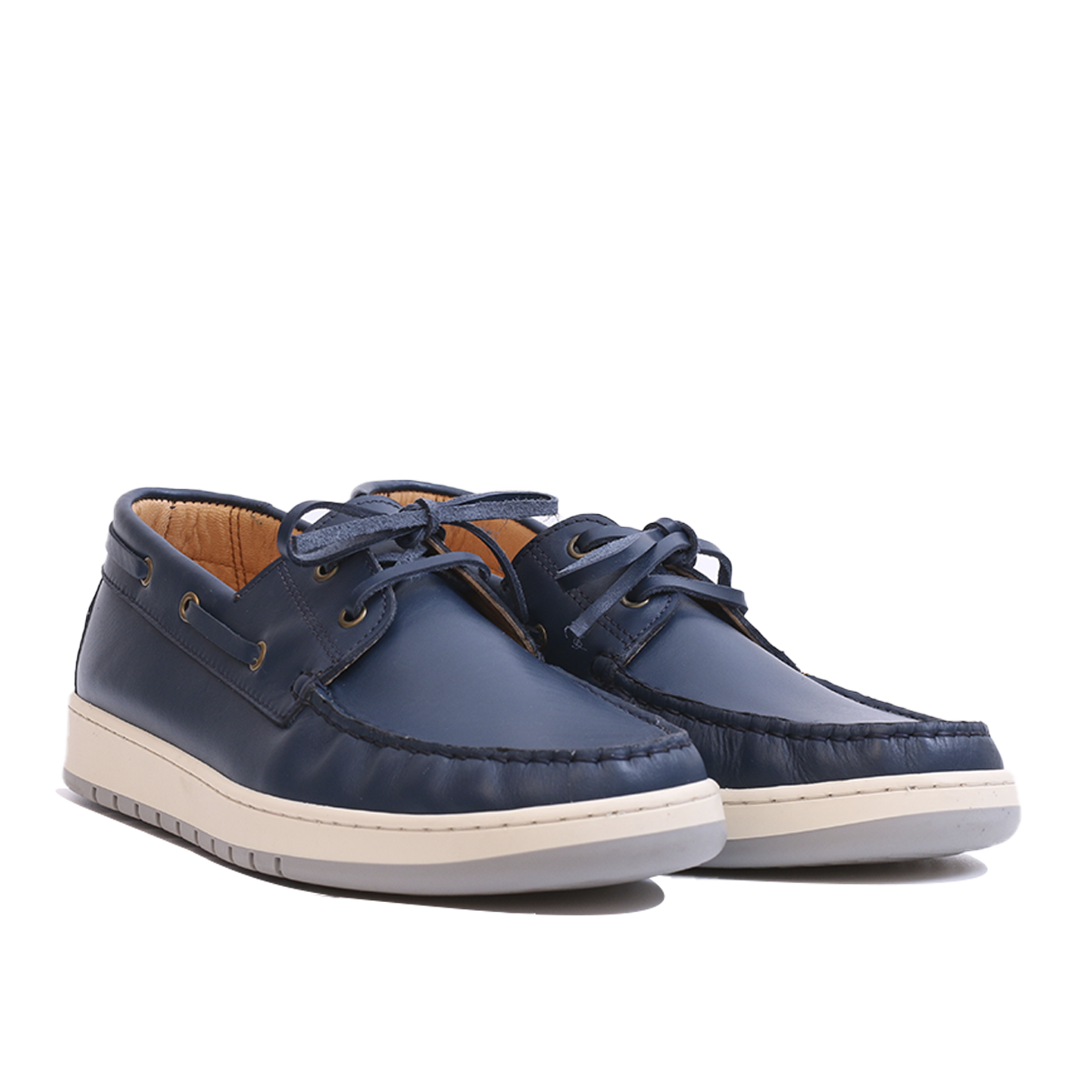 Chaussure bateau en cuir bleu 220