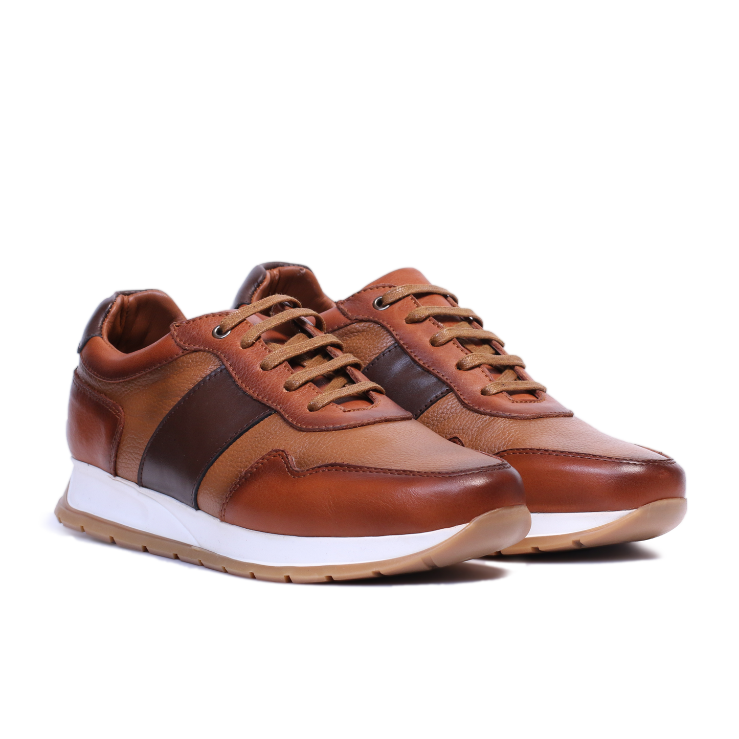 327 - BASKET EN CUIR  TABAC
