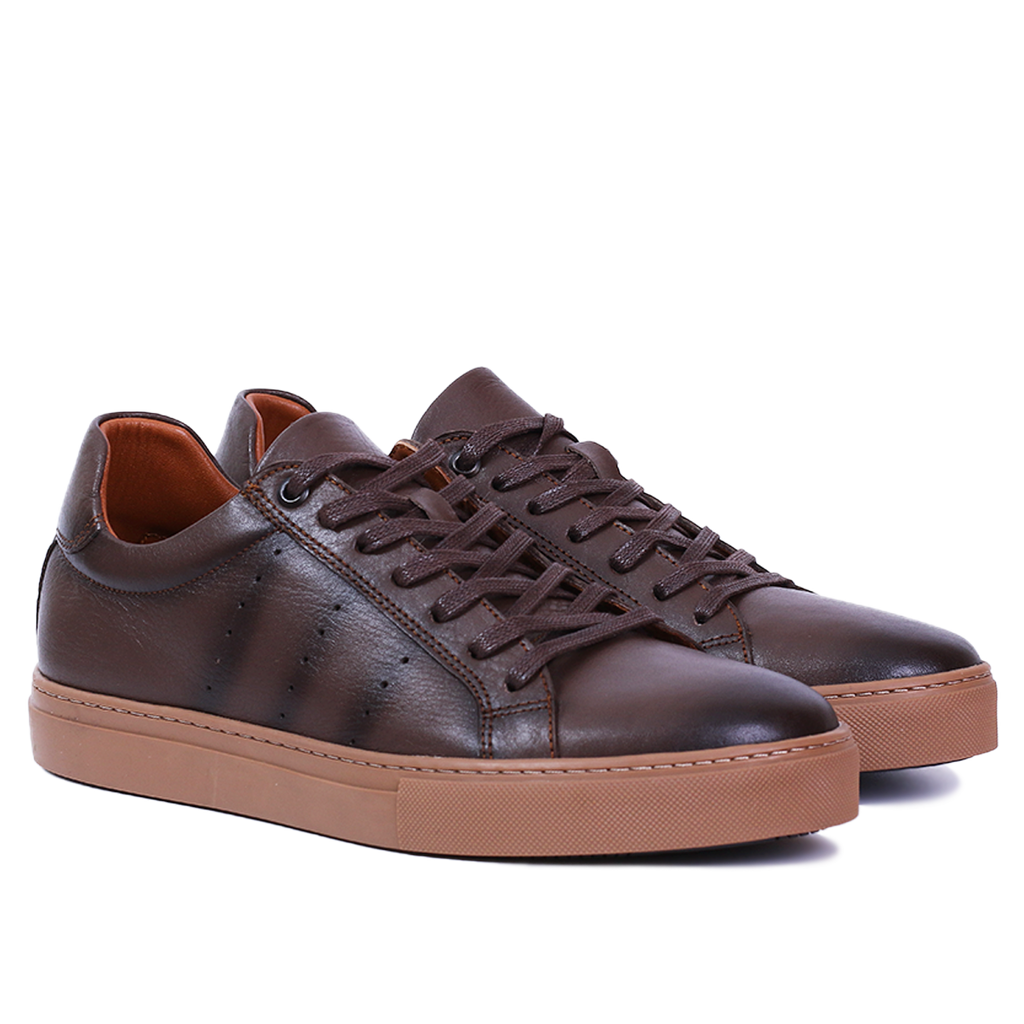 BASKETS CUIR MARRON 528