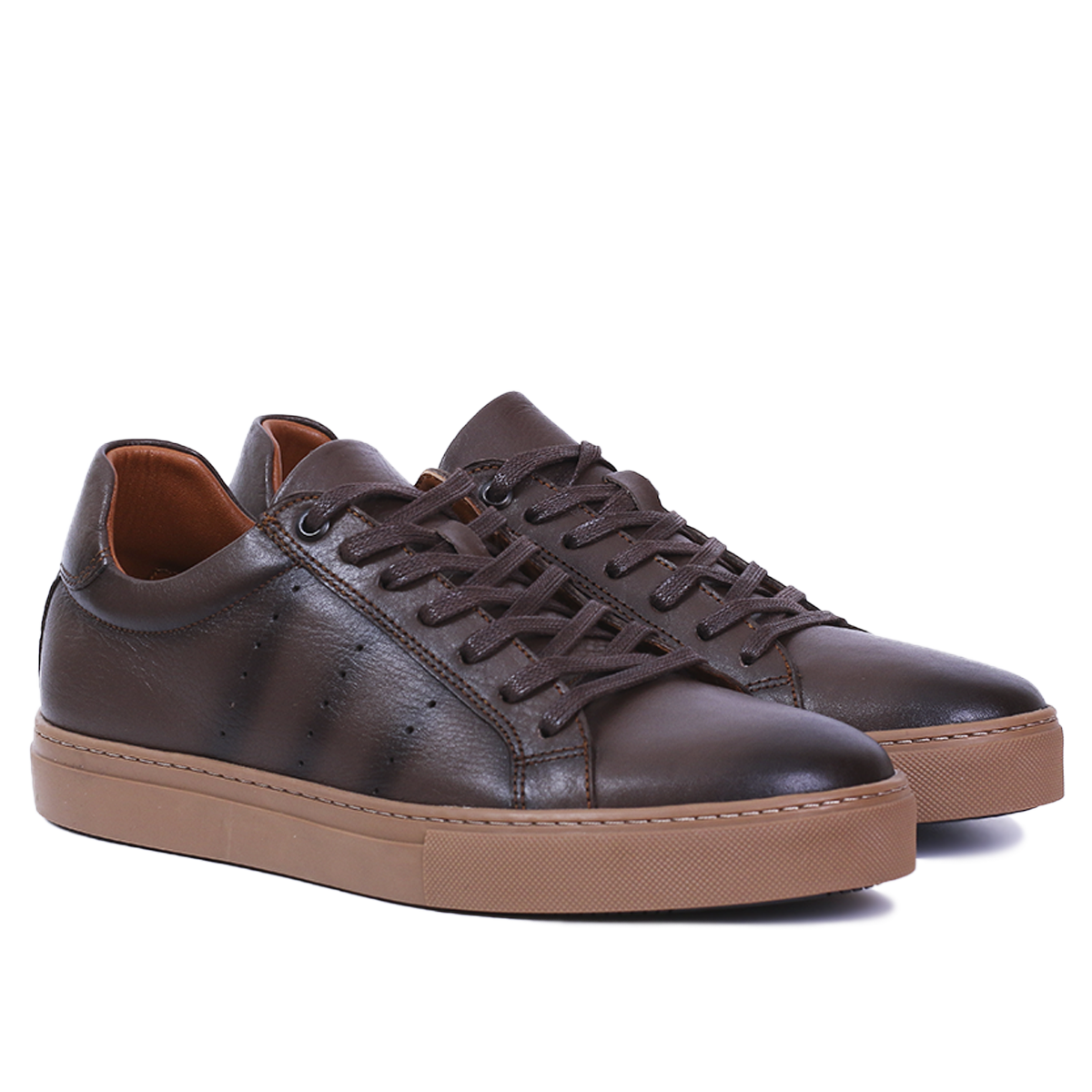 BASKETS CUIR MARRON 528