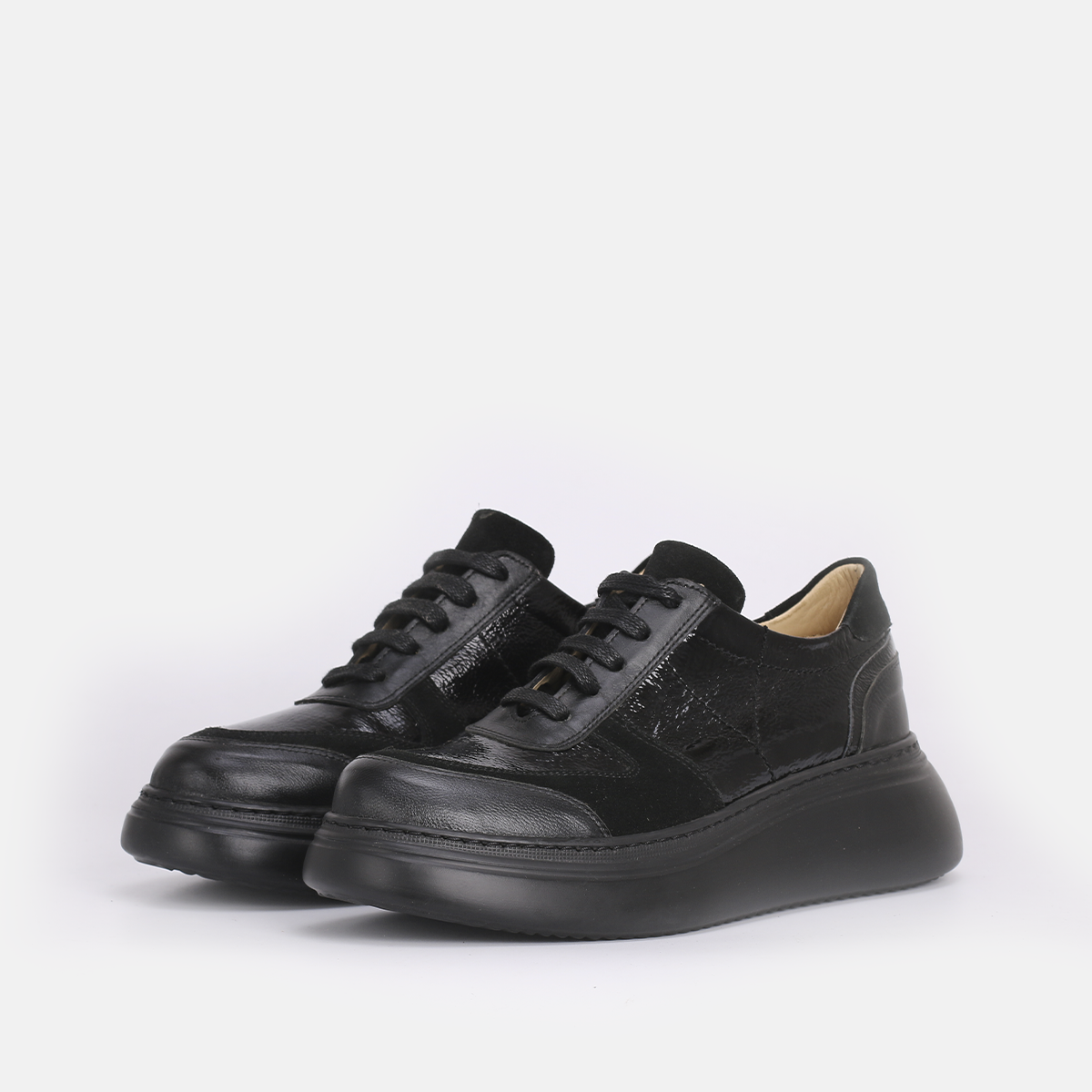 Baskets en cuir Noir-7059