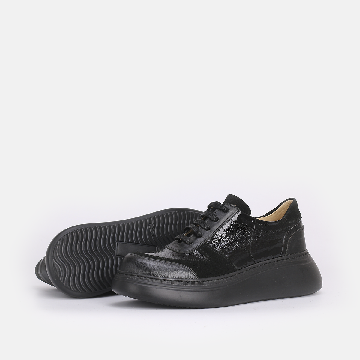 Baskets en cuir Noir-7059
