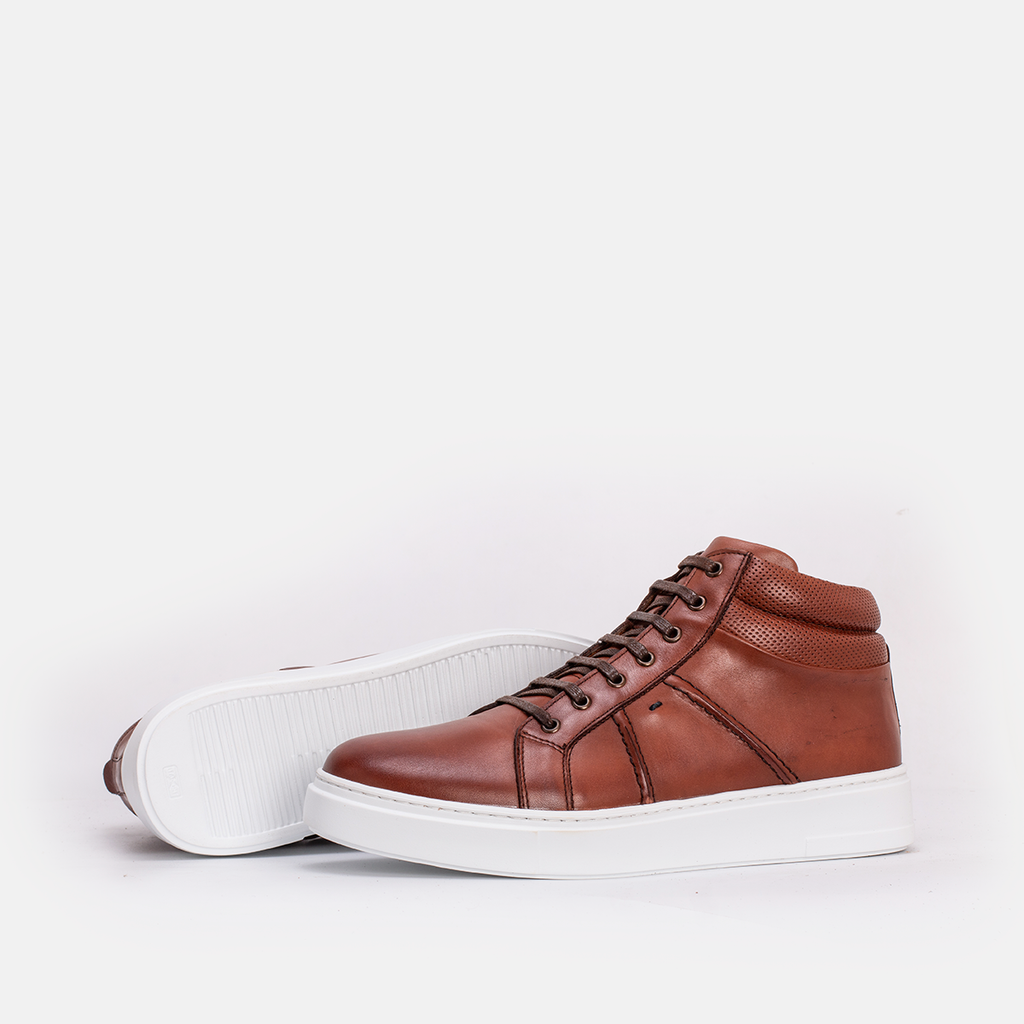 BASKET CUIR TABAC 8278