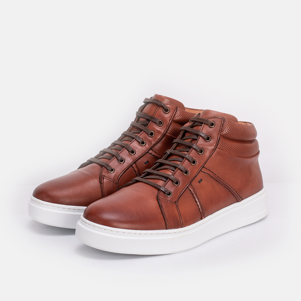 BASKET CUIR TABAC 8278