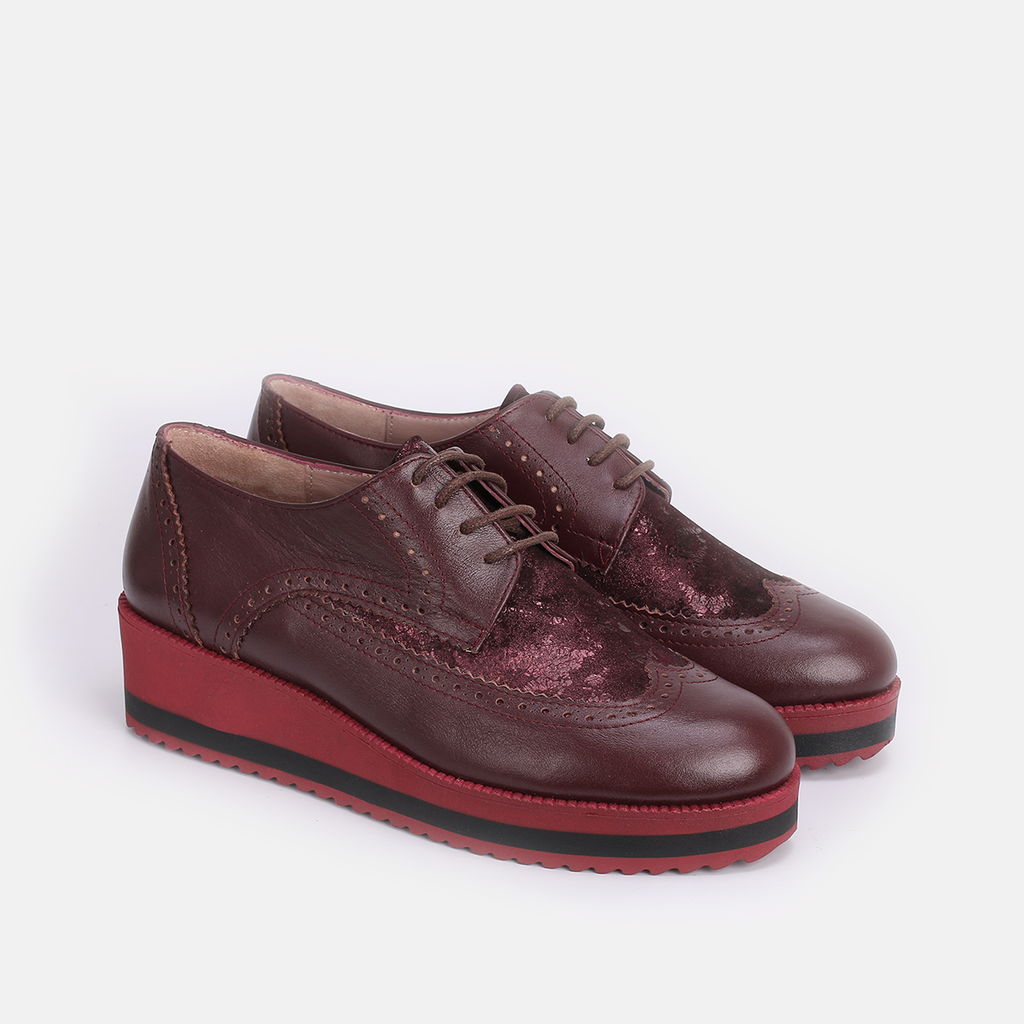 Chaussures en Cuir Bordeau - 828