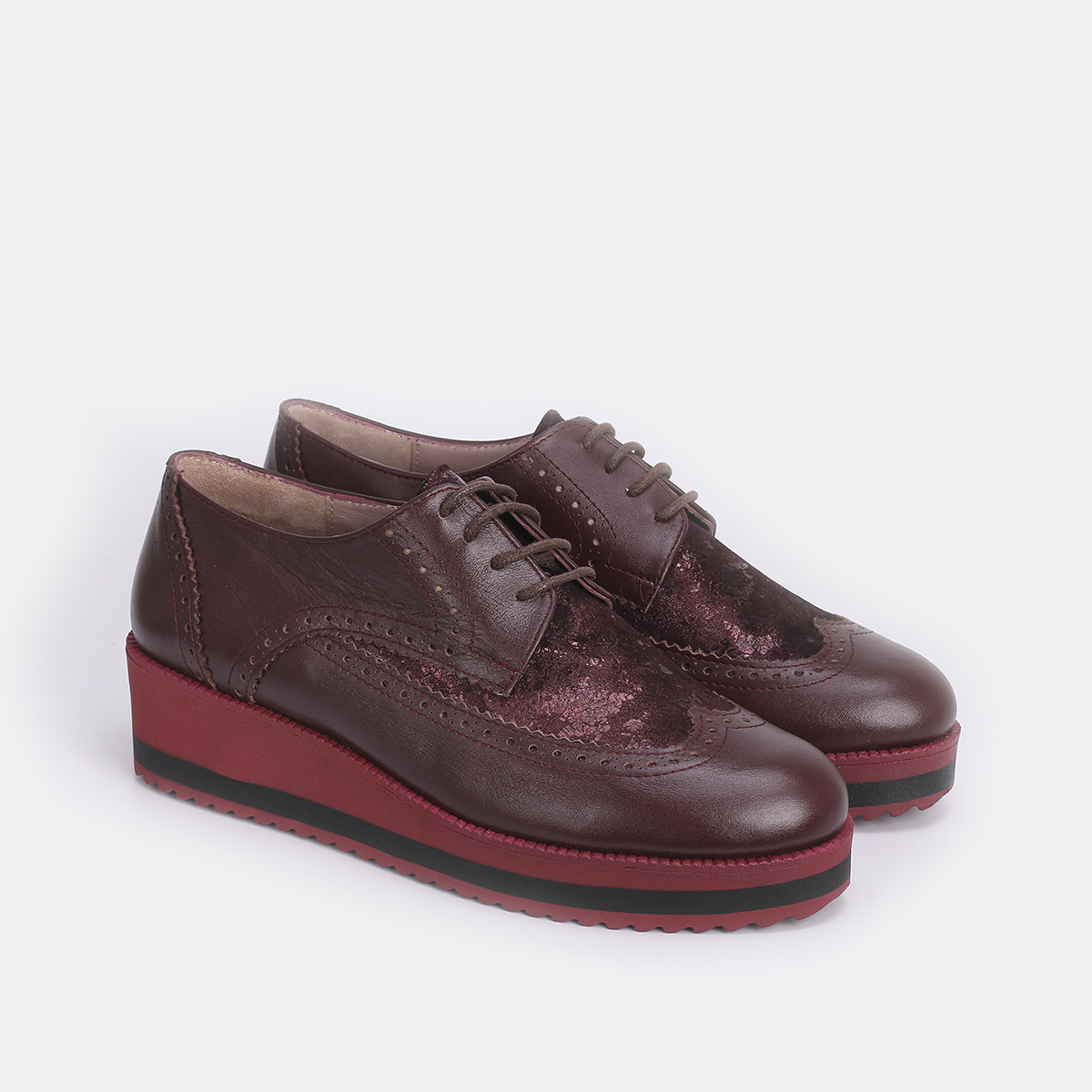 Chaussures en Cuir Bordeau - 828