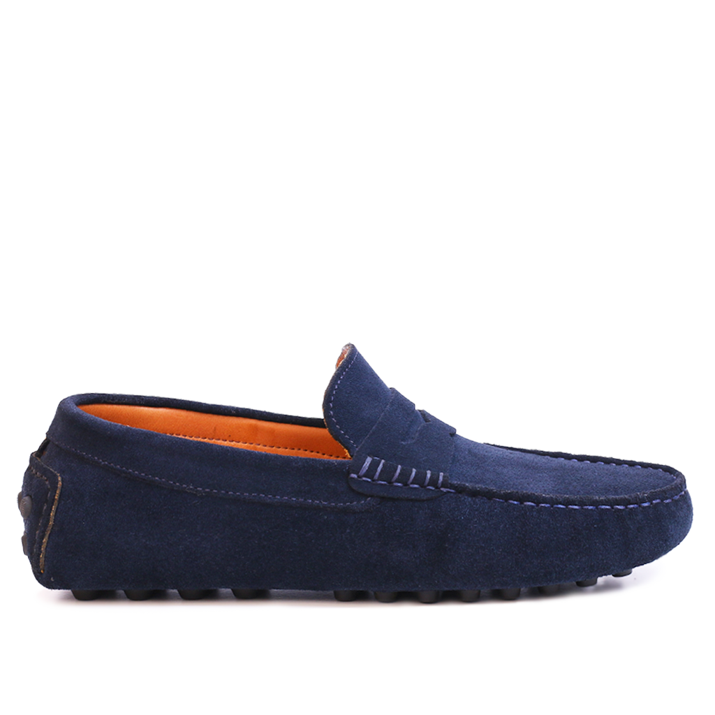 Mocassin Gommino en daim BLEU