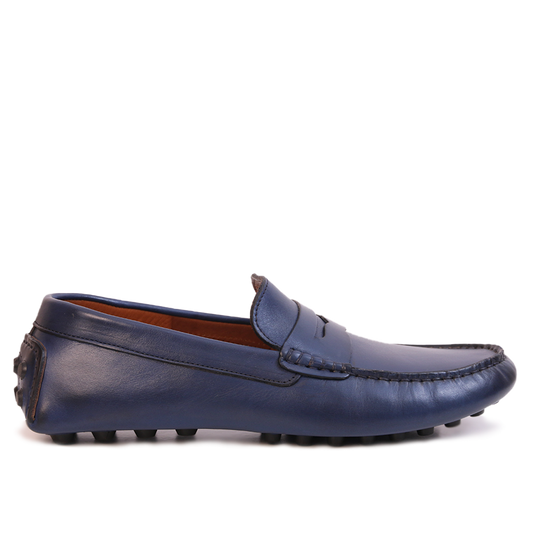 Mocassin Gommino en cuir BLEU