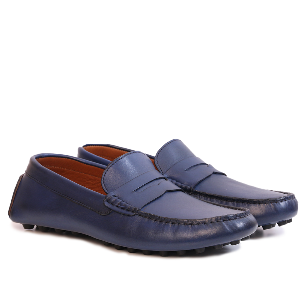 Mocassin Gommino en cuir BLEU