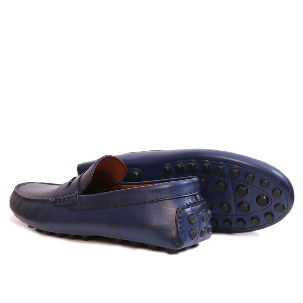 Mocassin Gommino en cuir BLEU