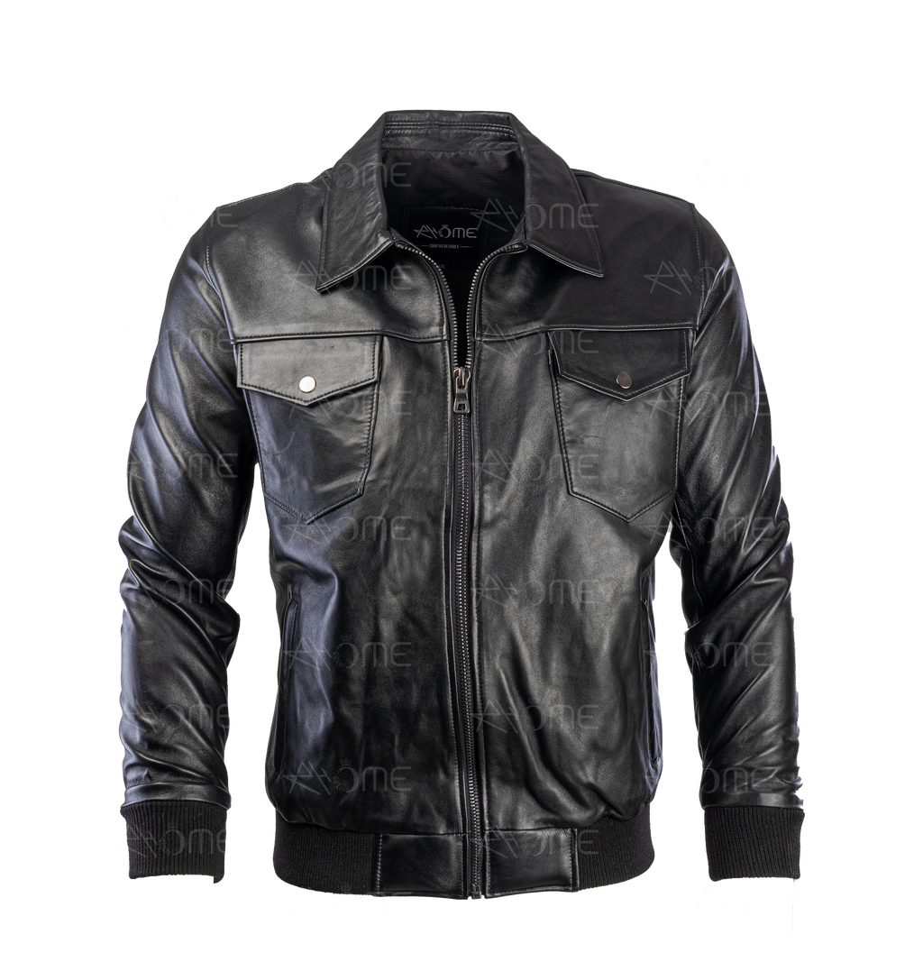 Blouson en cuir Noir CR7