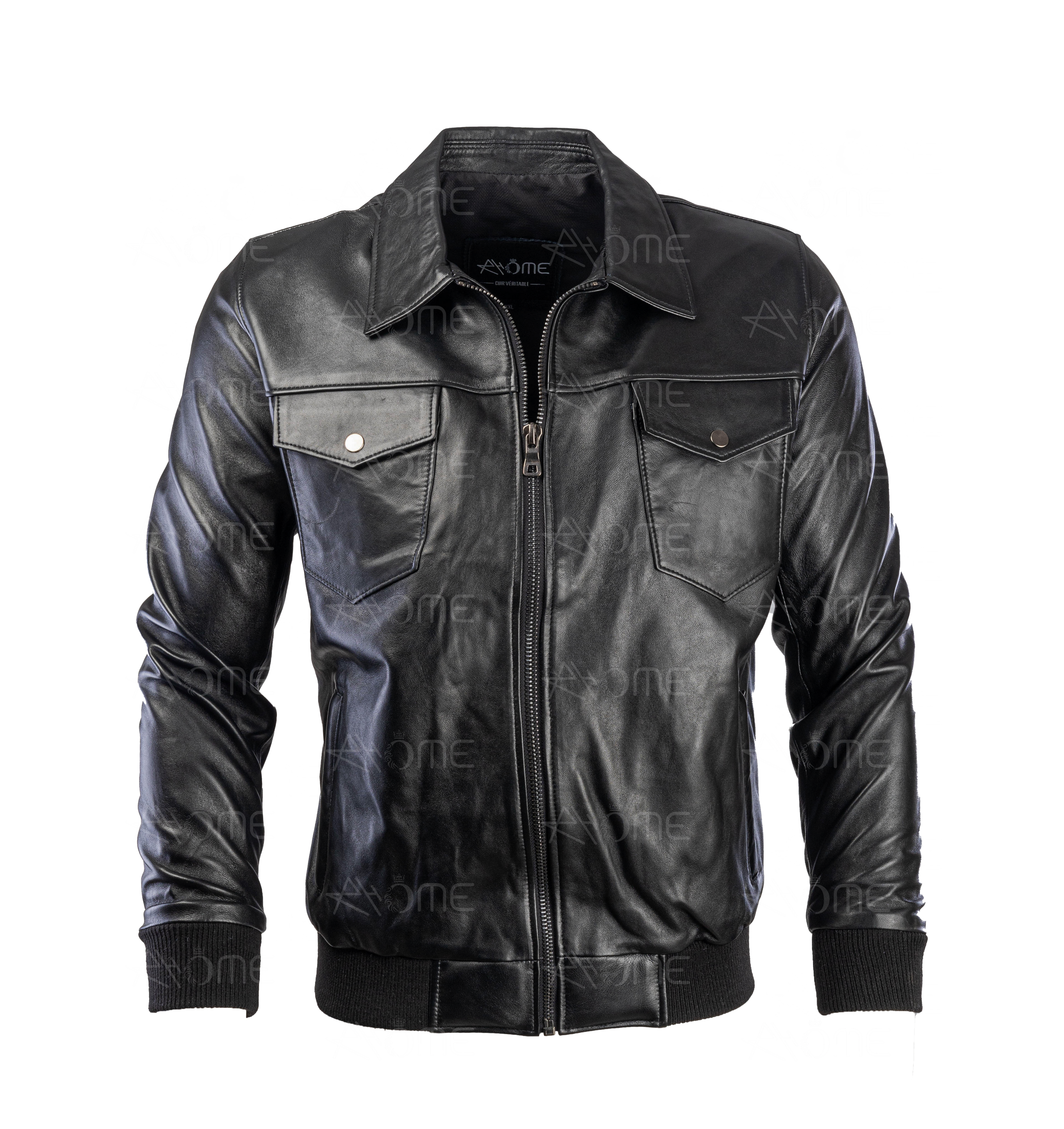 Blouson en cuir Noir CR7