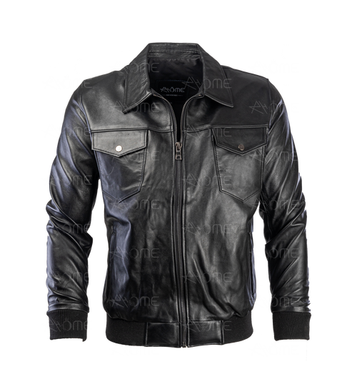 Blouson en cuir Noir CR7