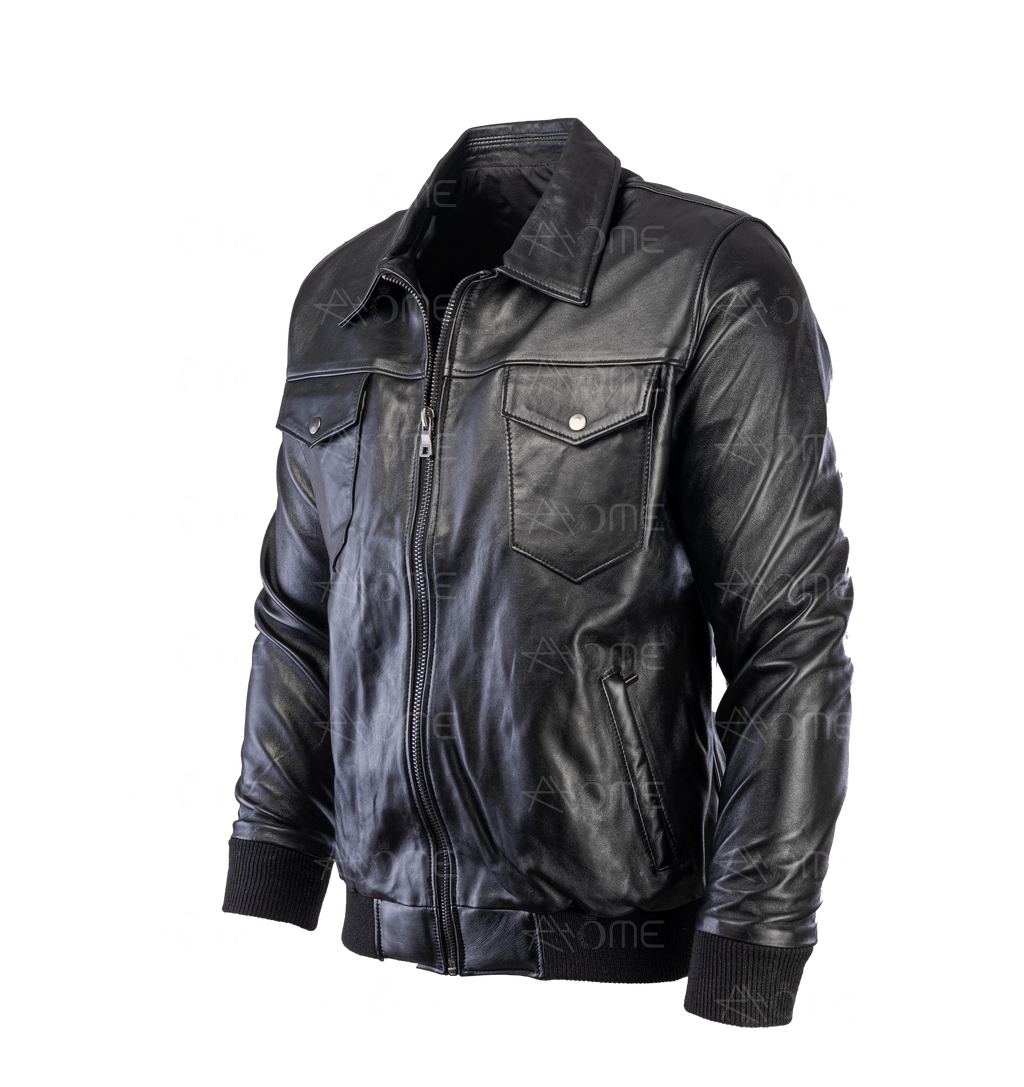 Blouson en cuir Noir CR7
