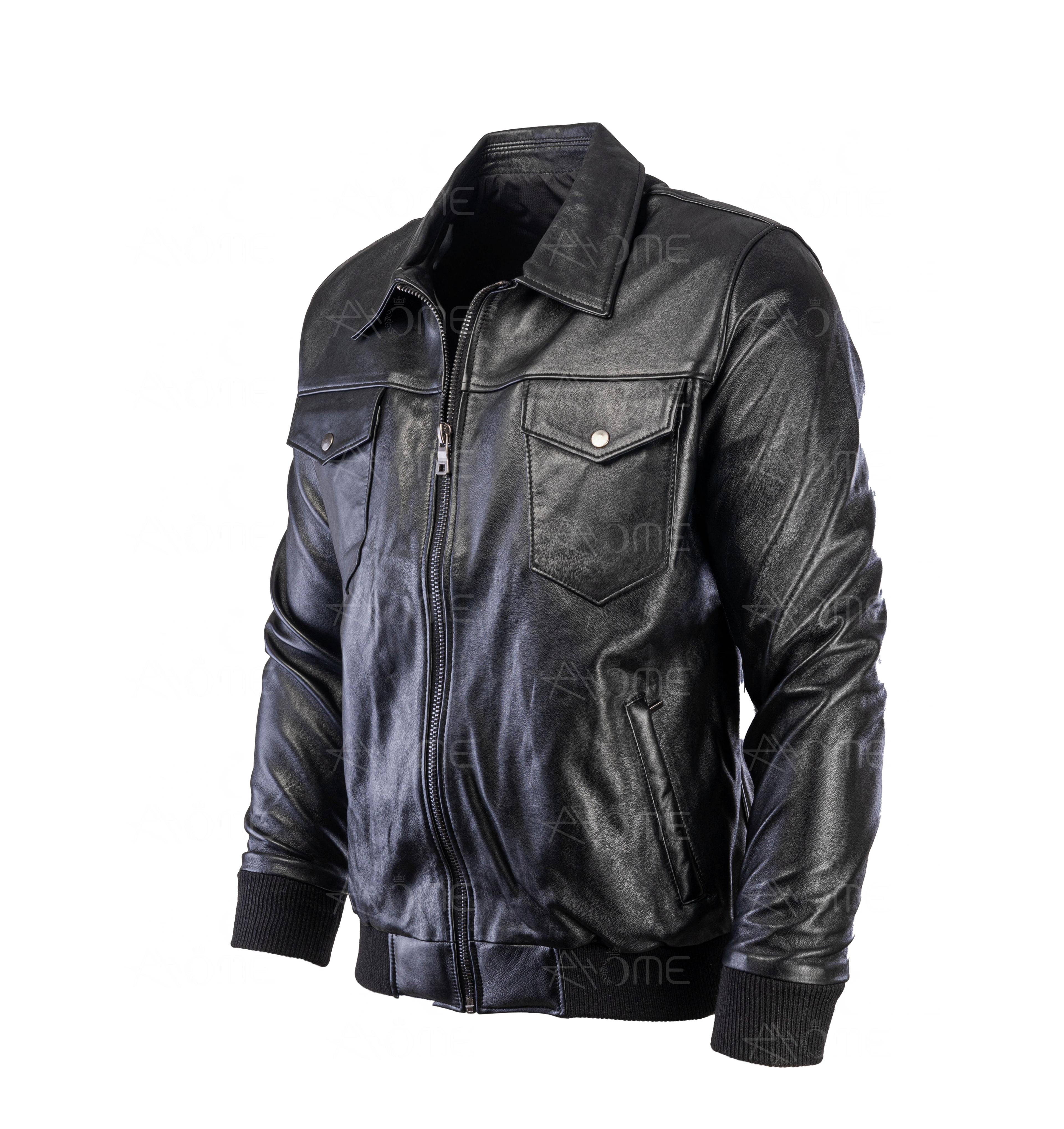 Blouson en cuir Noir CR7