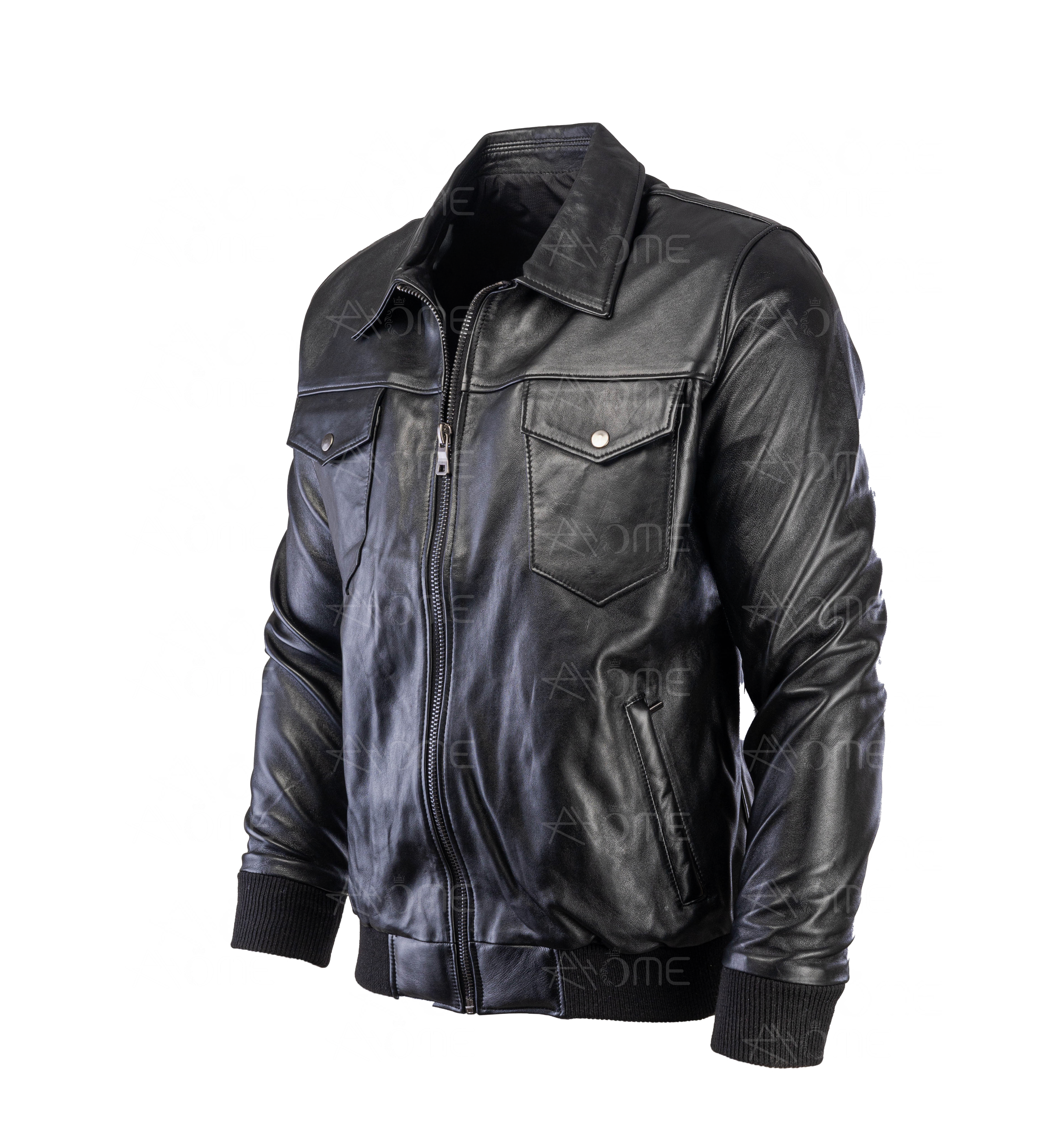 Blouson en cuir Noir CR7