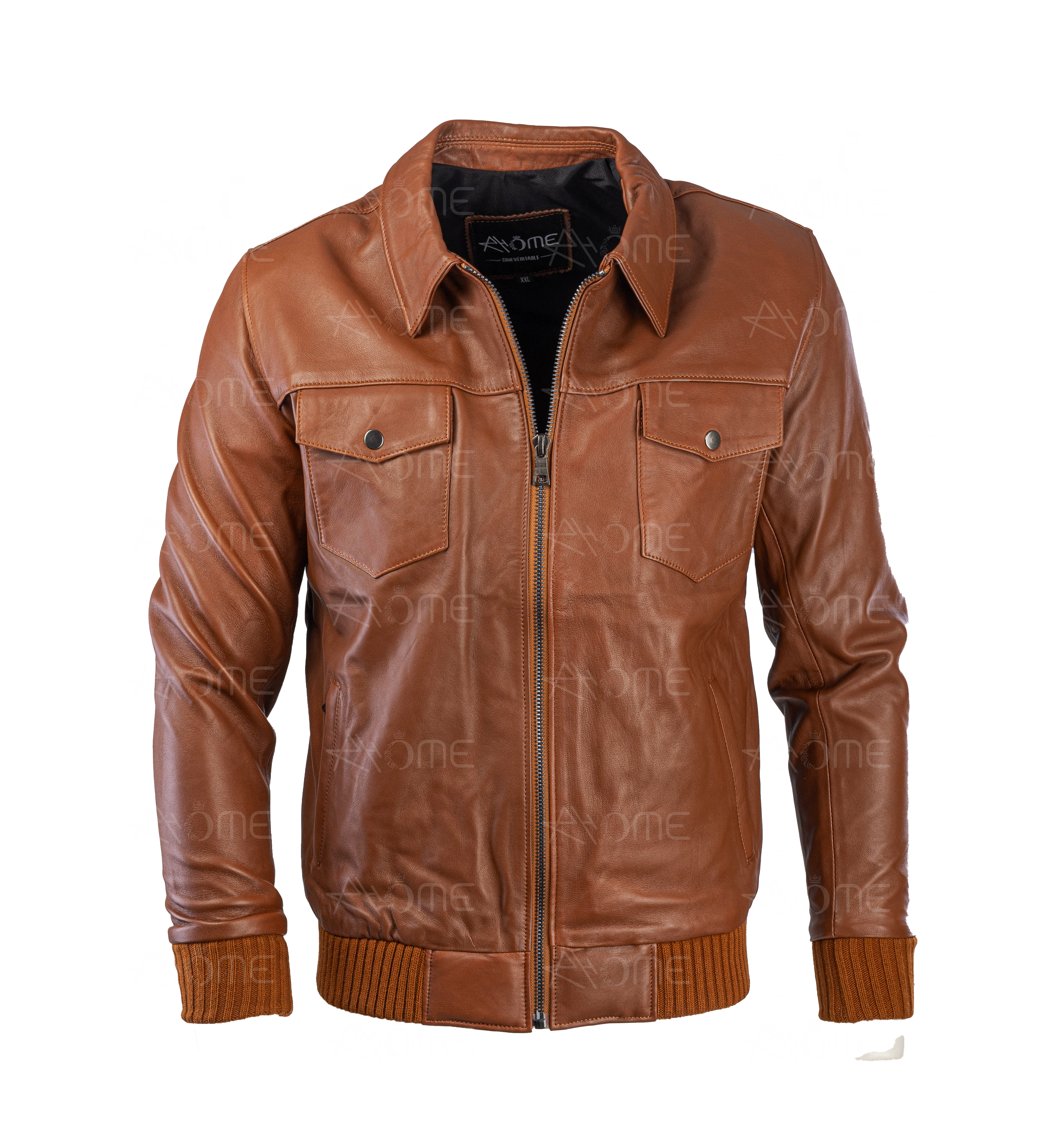 Blouson en cuir Tabac CR7