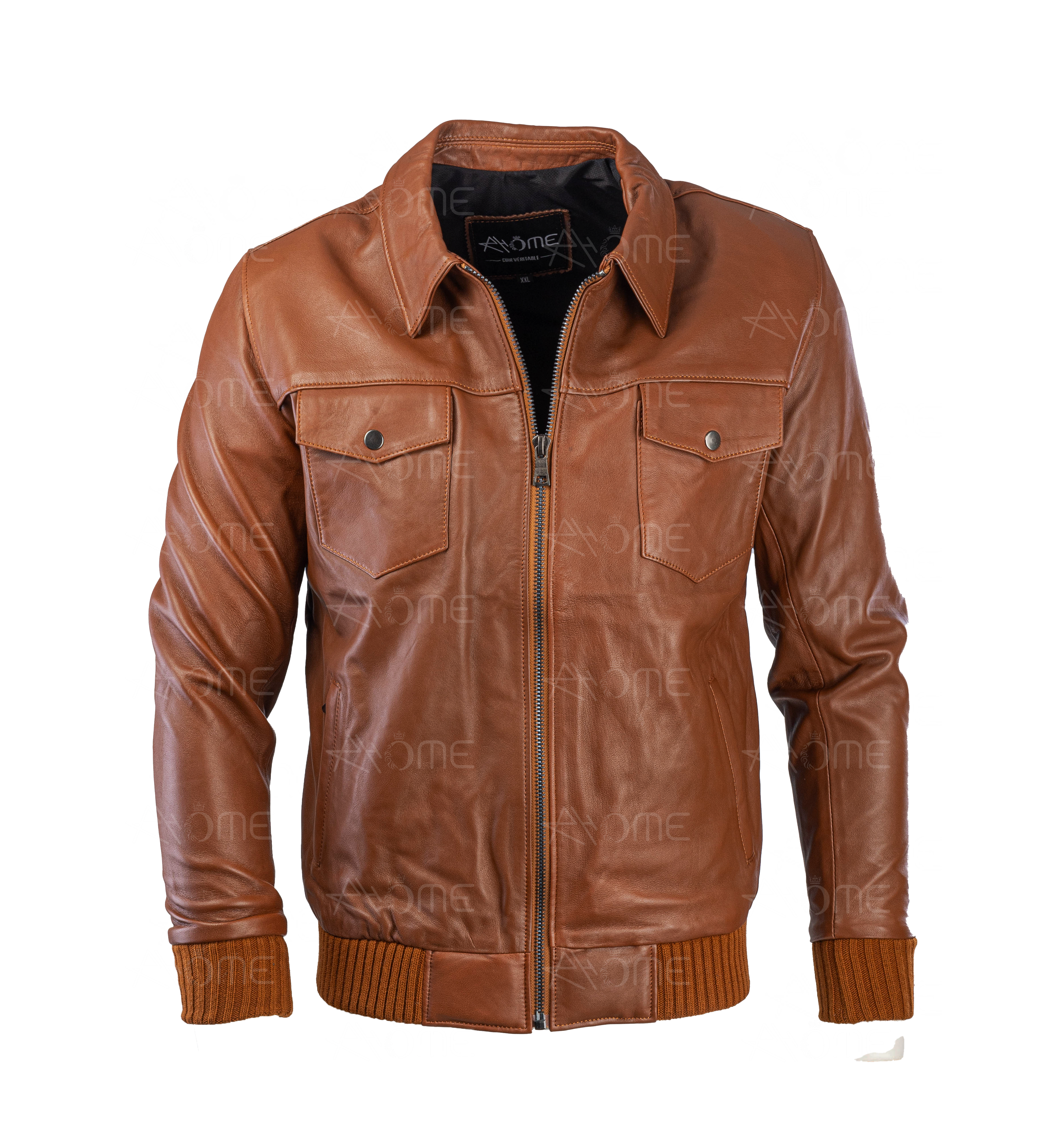 Blouson en cuir Tabac CR7