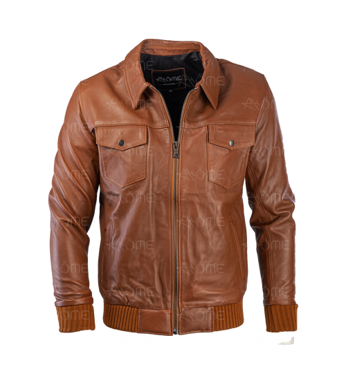 Blouson en cuir Tabac CR7