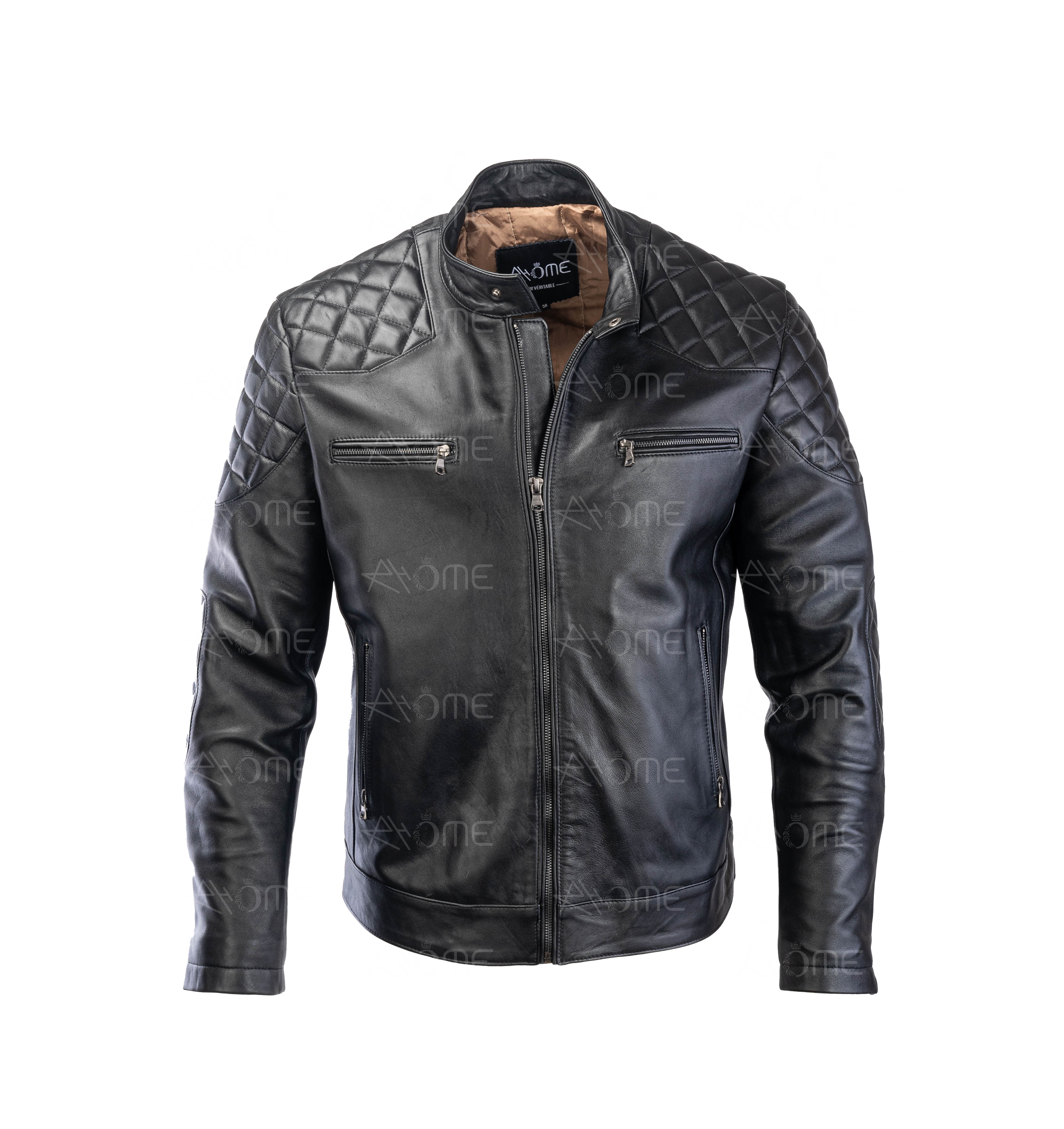 Blouson DAVID  en cuir Noir
