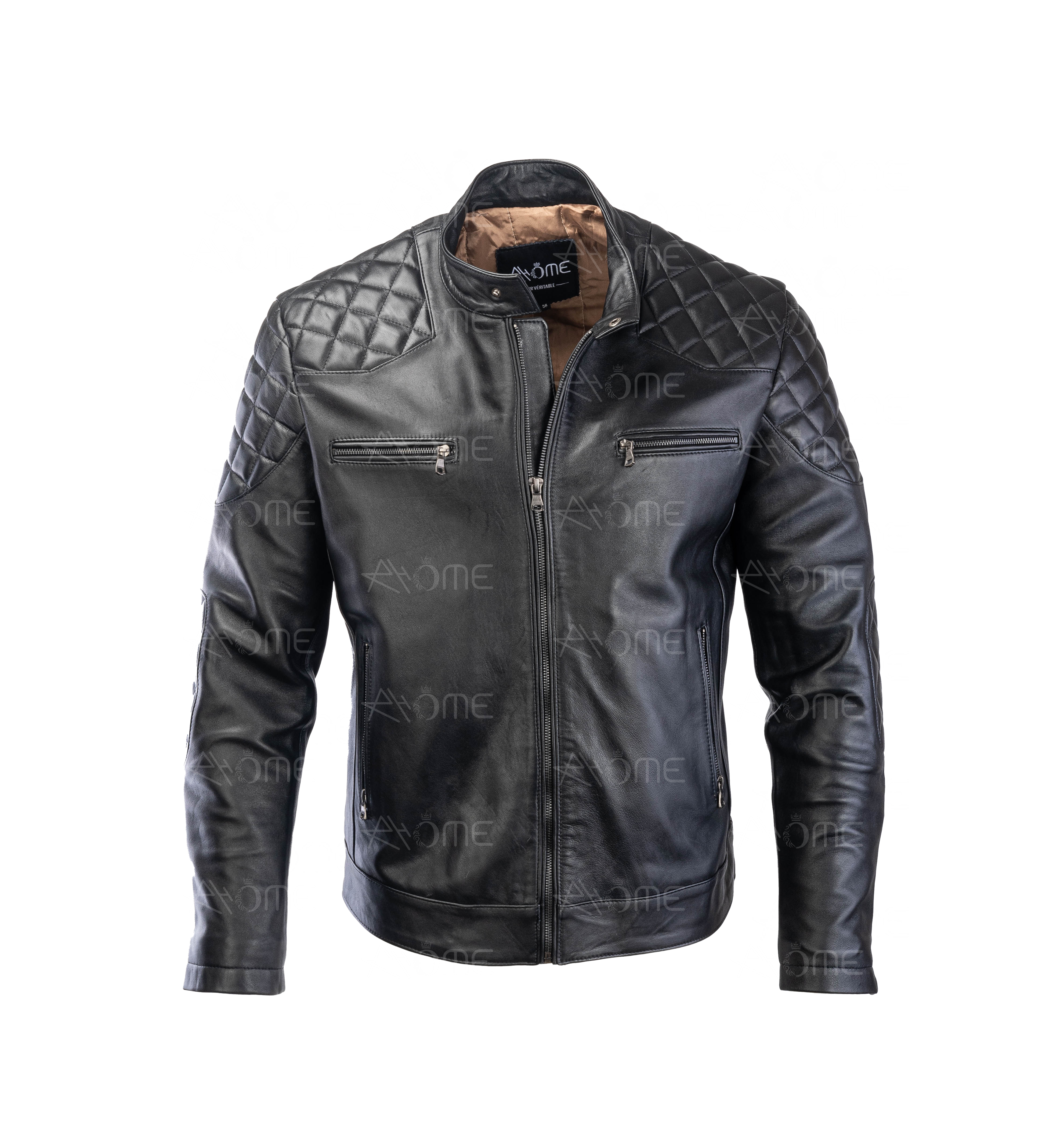 Blouson DAVID  en cuir Noir