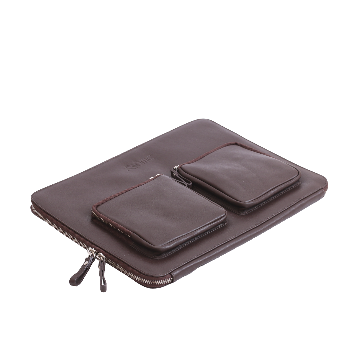 Etui Pc en cuir Marron avec bandouliere