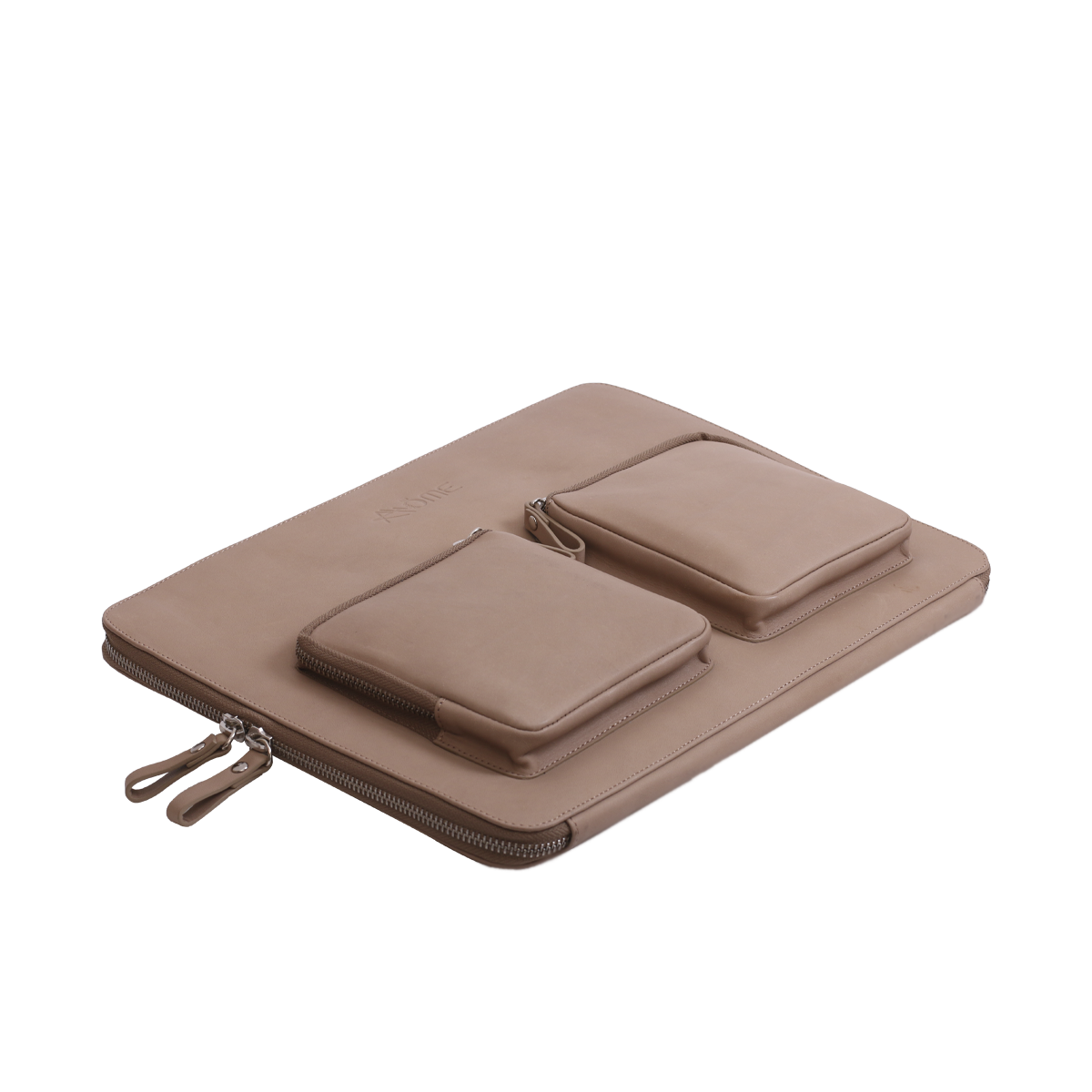 Etui Pc en cuir beige avec bandouliere