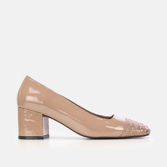 YACOUT EN CUIR BRILLANT NUDE
