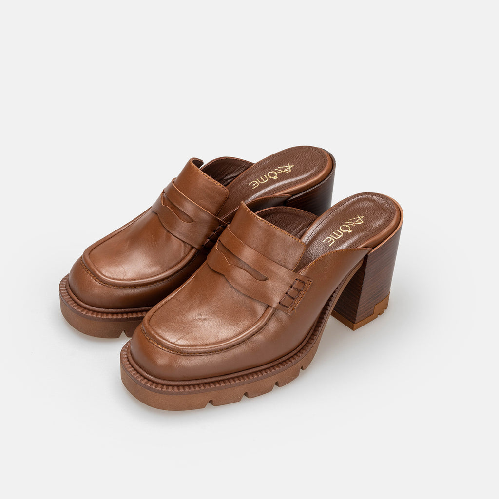 MULE MARRAKECH EN CUIR TABAC