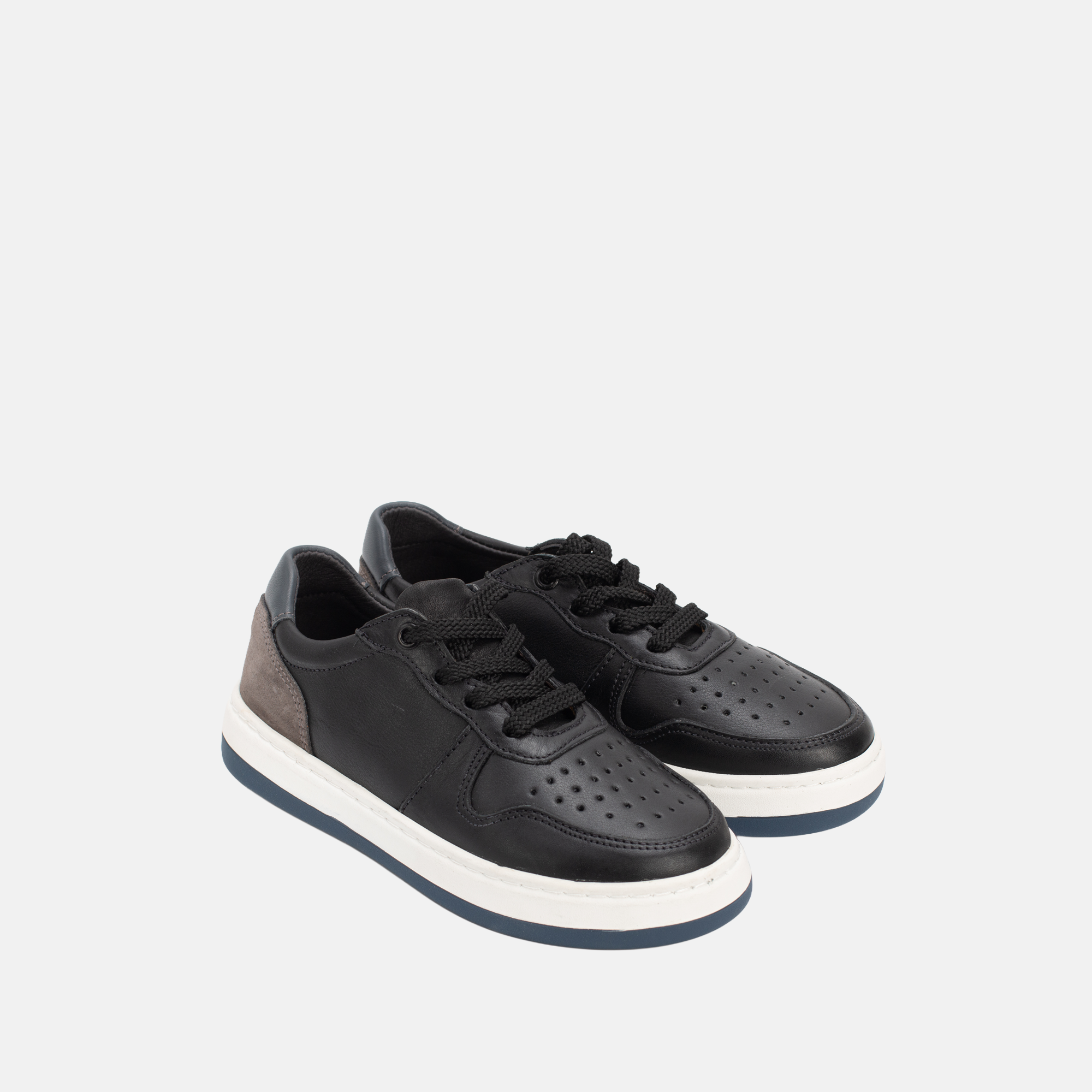 BASKET ENFANTS EN CUIR NOIR 075