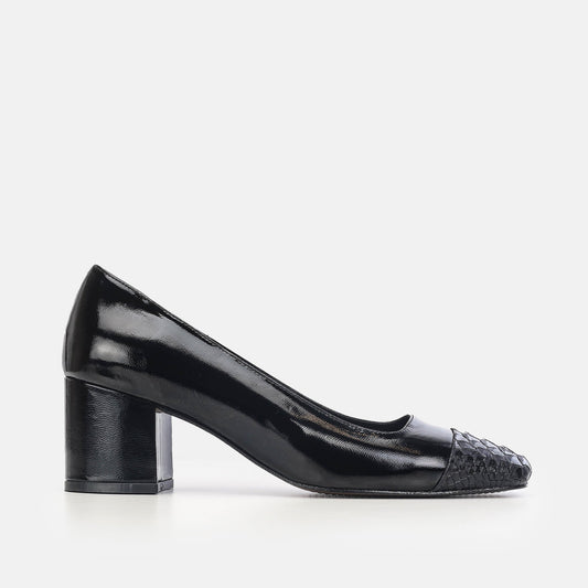 YACOUT EN CUIR BRILLANT NOIR