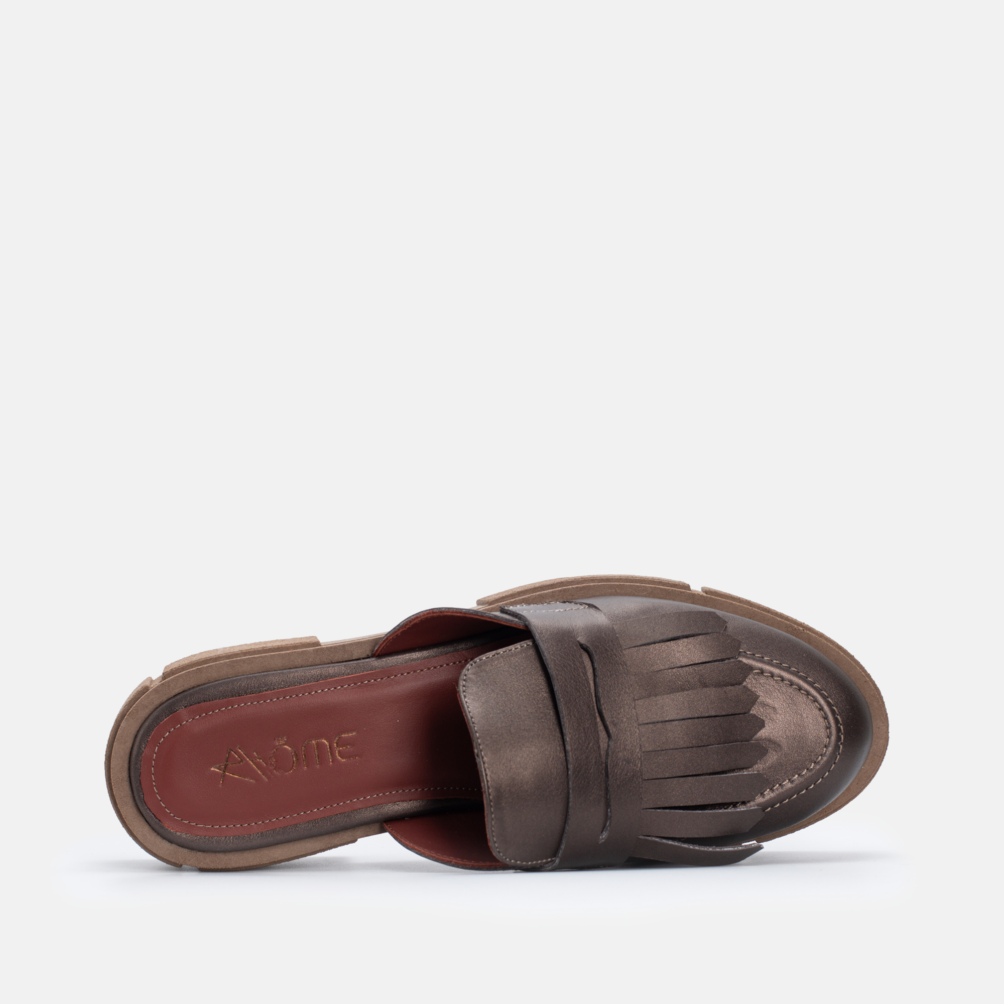 MEKNES EN CUIR MARRON A FRANGE