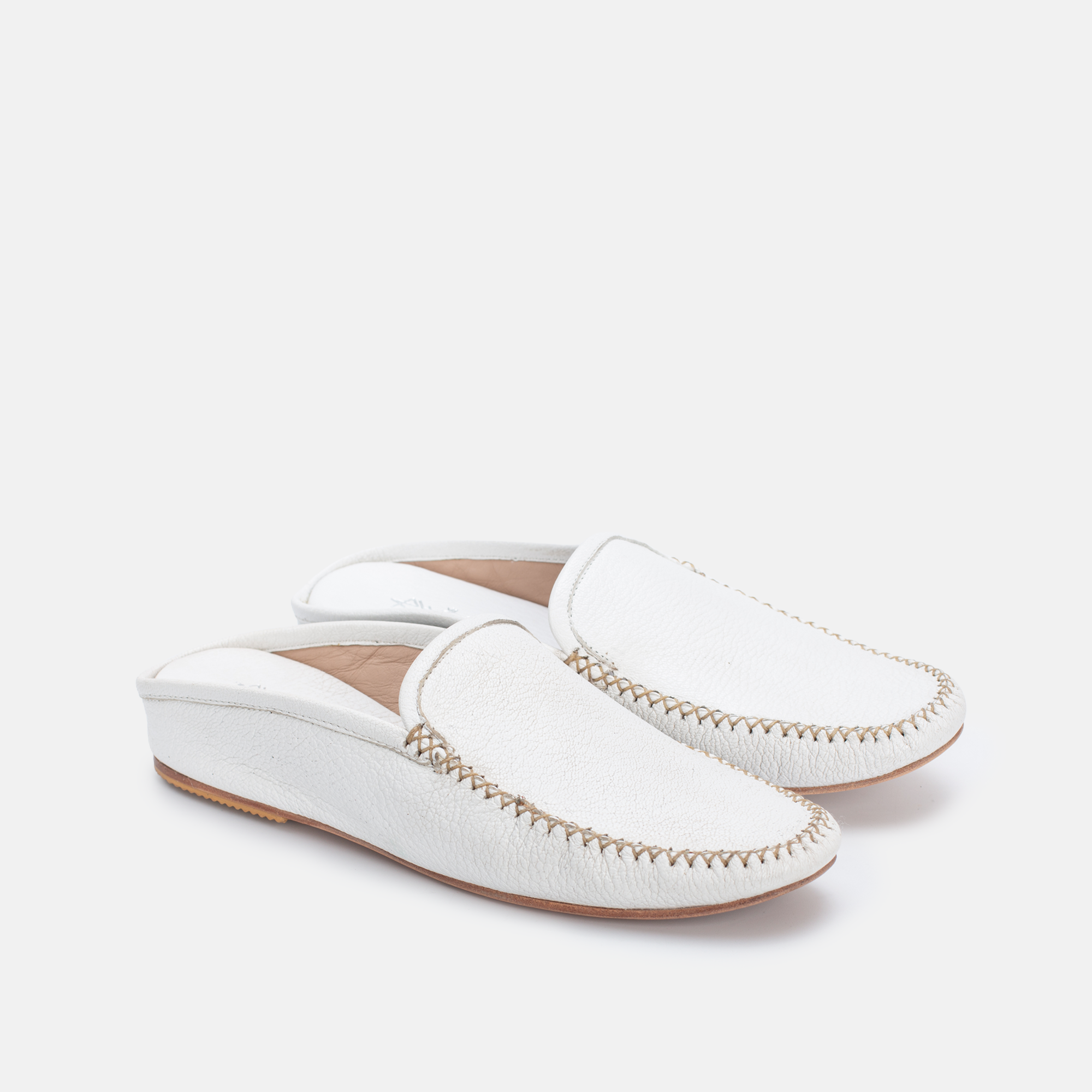 Mules Medina en cuir blanc