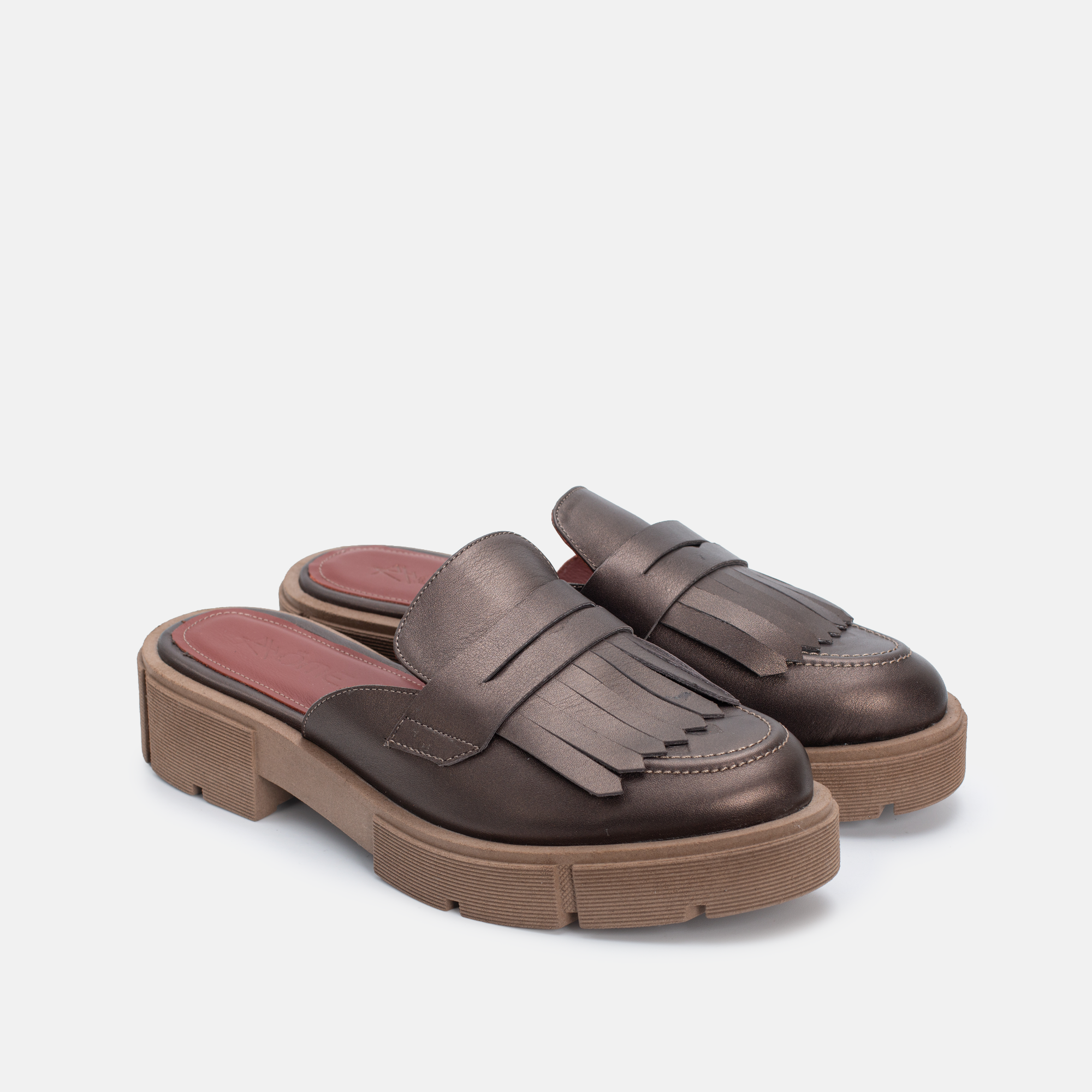 MEKNES EN CUIR MARRON A FRANGE