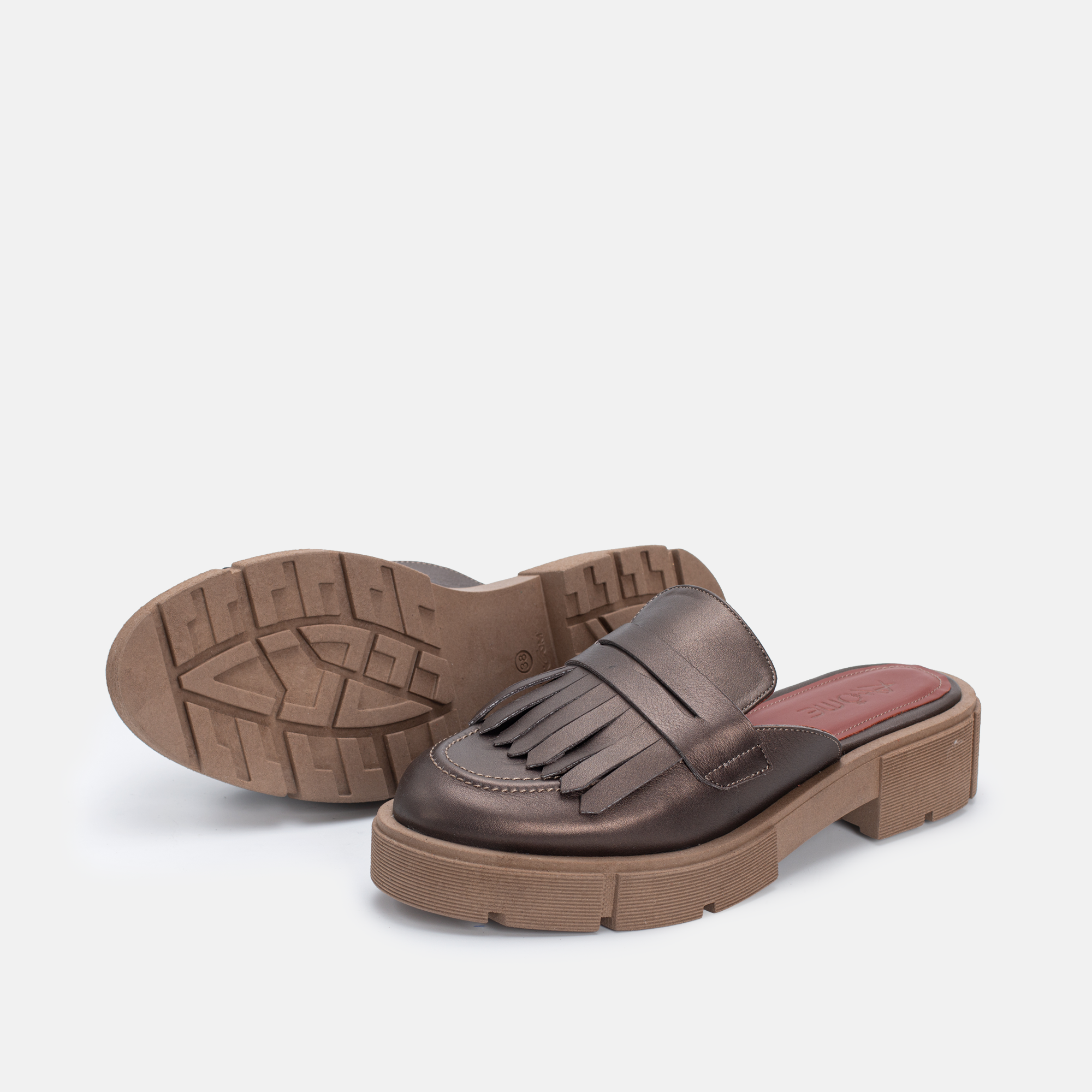 MEKNES EN CUIR MARRON A FRANGE