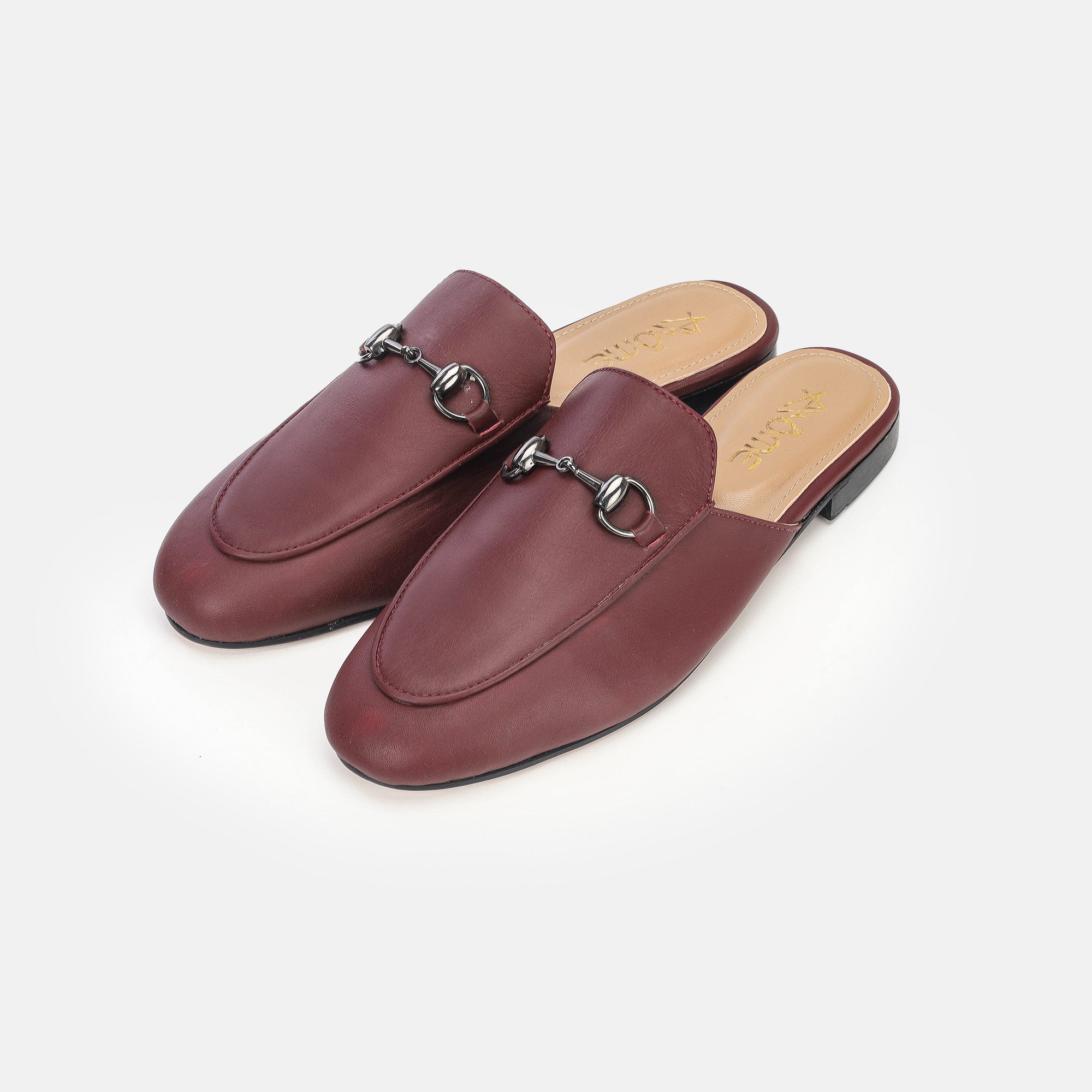 Mules Fes en cuir Bordeaux